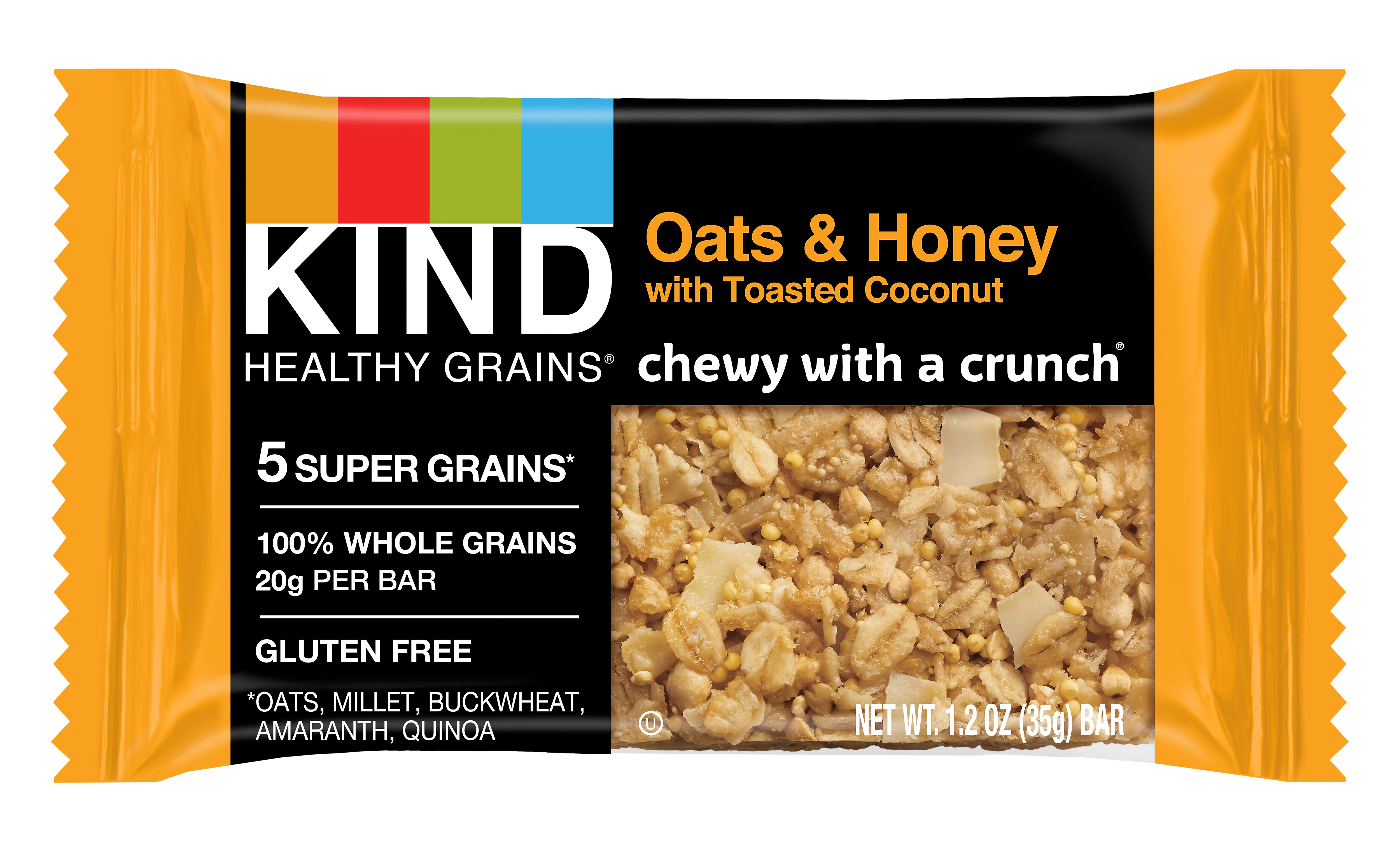KIND Gluten Free Healthy Grains Oats & Honey Toasted Coconut Nut Bars, 1.2 oz, 12/Box