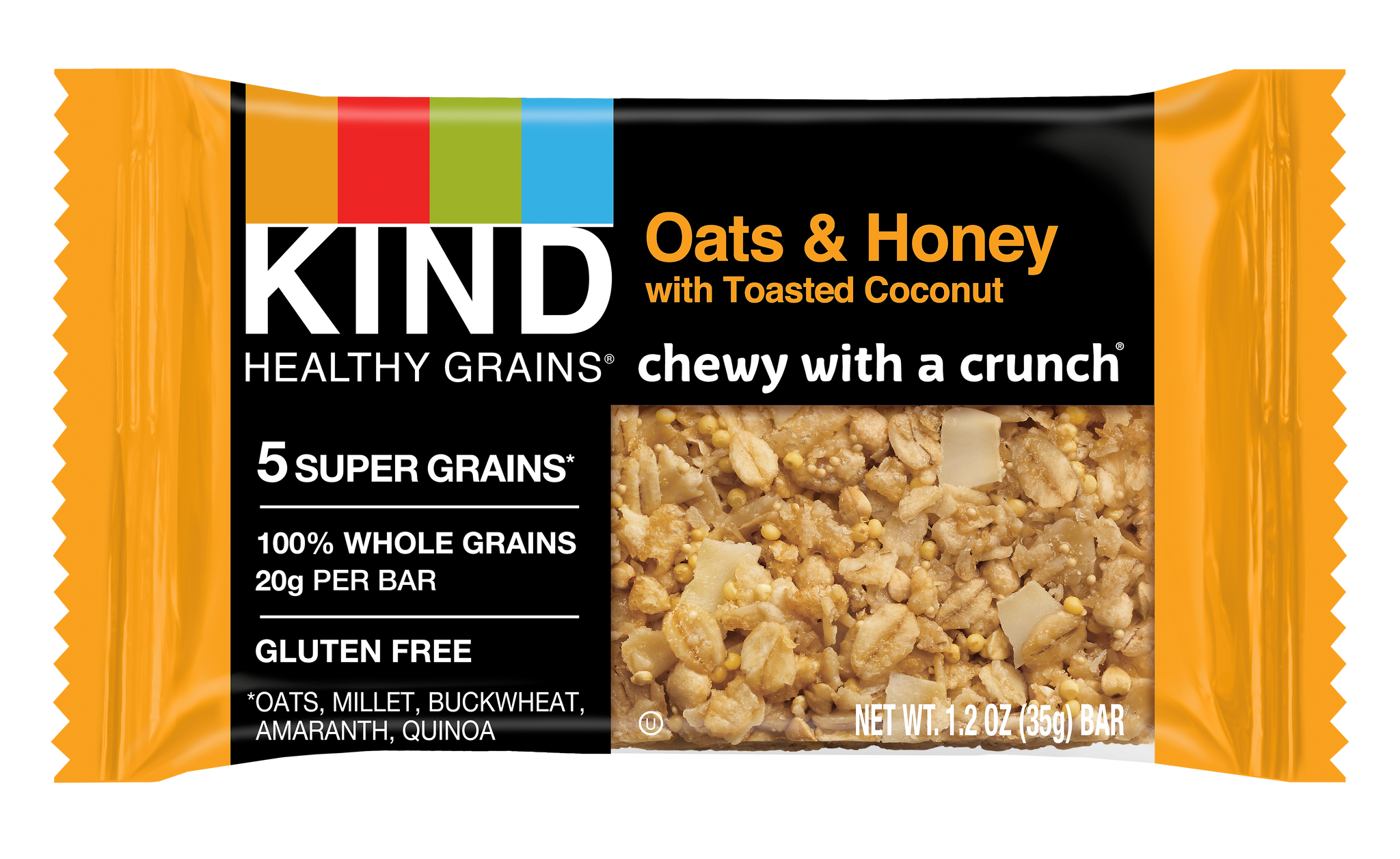 KIND Gluten Free Healthy Grains Oats & Honey Toasted Coconut Nut Bars, 1.2 oz, 12/Box