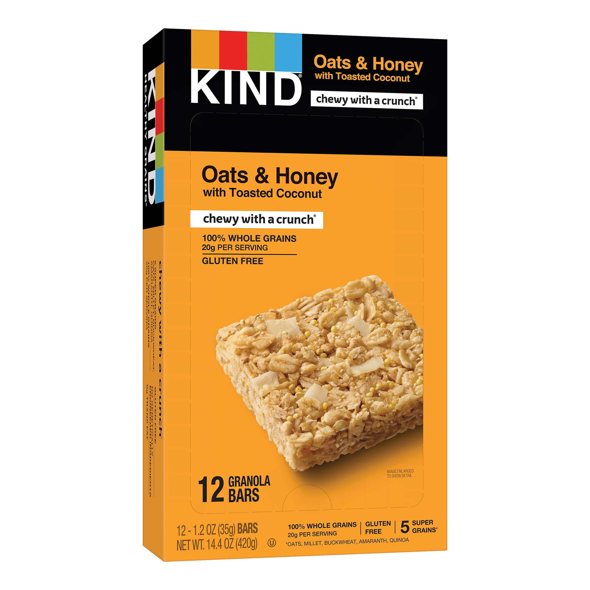 KIND Gluten Free Healthy Grains Oats & Honey Toasted Coconut Nut Bars, 1.2 oz, 12/Box