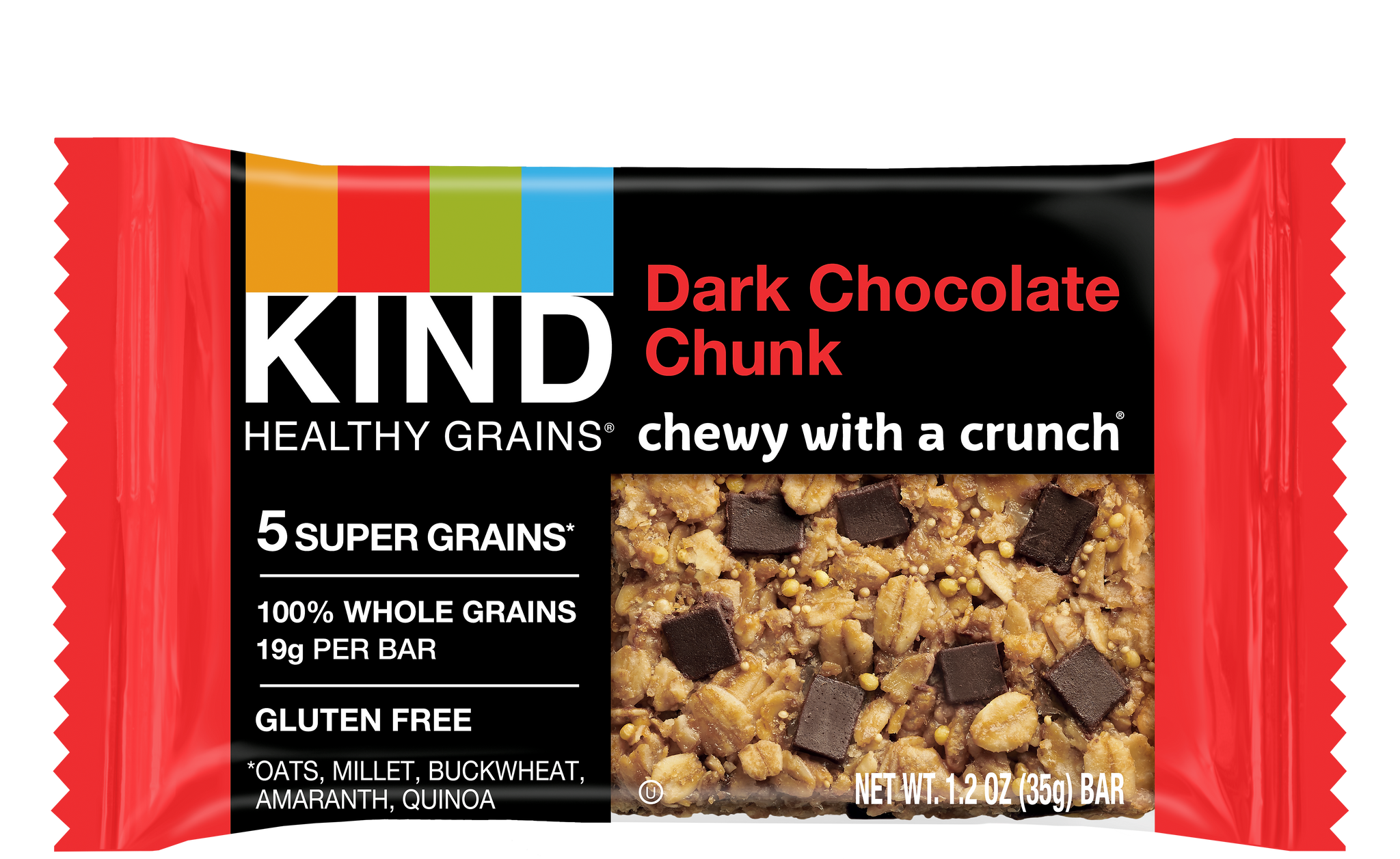 KIND Healthy Grains Gluten Free Dark Chocolate Chunk Nut Bar, 12 Bars/Box