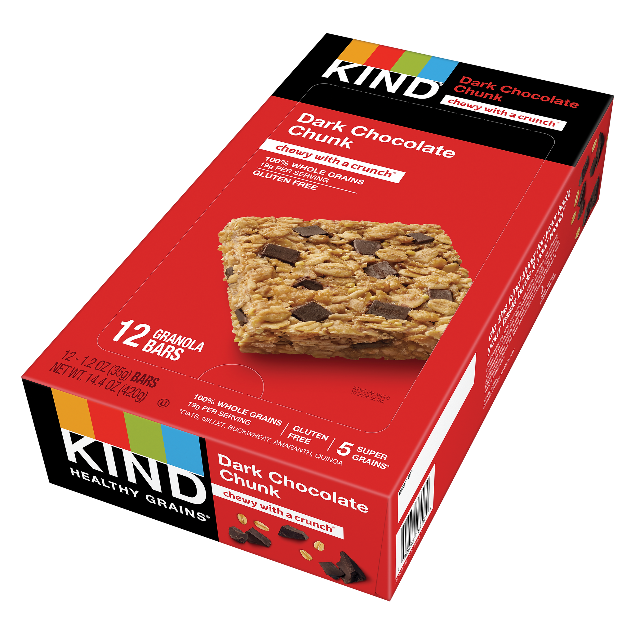 KIND Healthy Grains Gluten Free Dark Chocolate Chunk Nut Bar, 12 Bars/Box