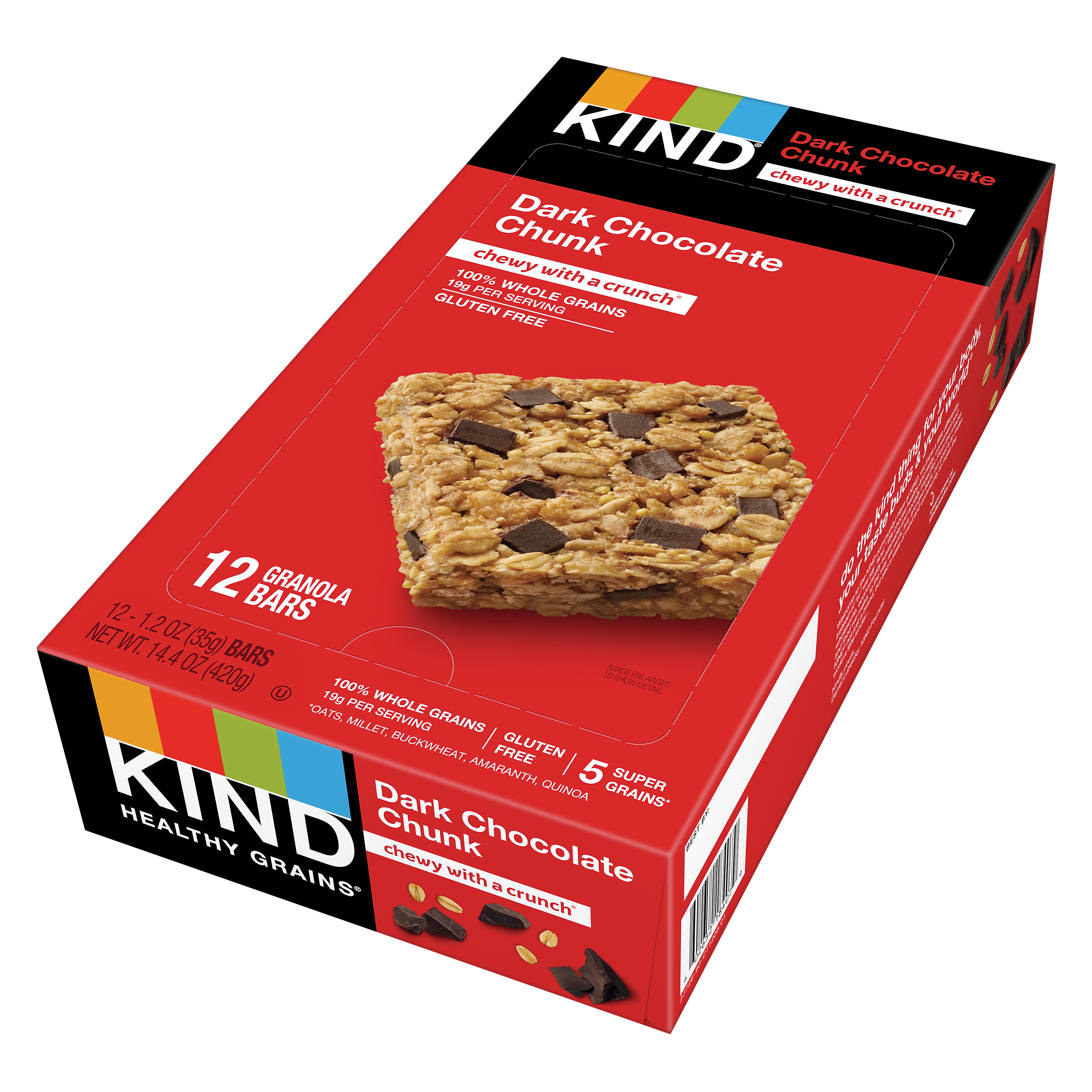 KIND Healthy Grains Gluten Free Dark Chocolate Chunk Nut Bar, 12 Bars/Box