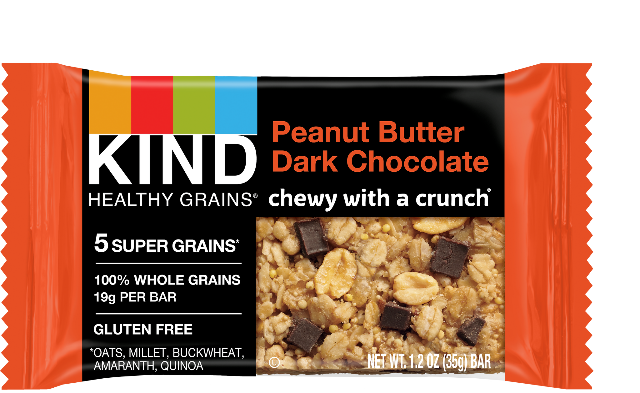 KIND Healthy Grains Gluten Free Peanut Butter Dark Chocolate Nut Bar, 12 Bars/Box