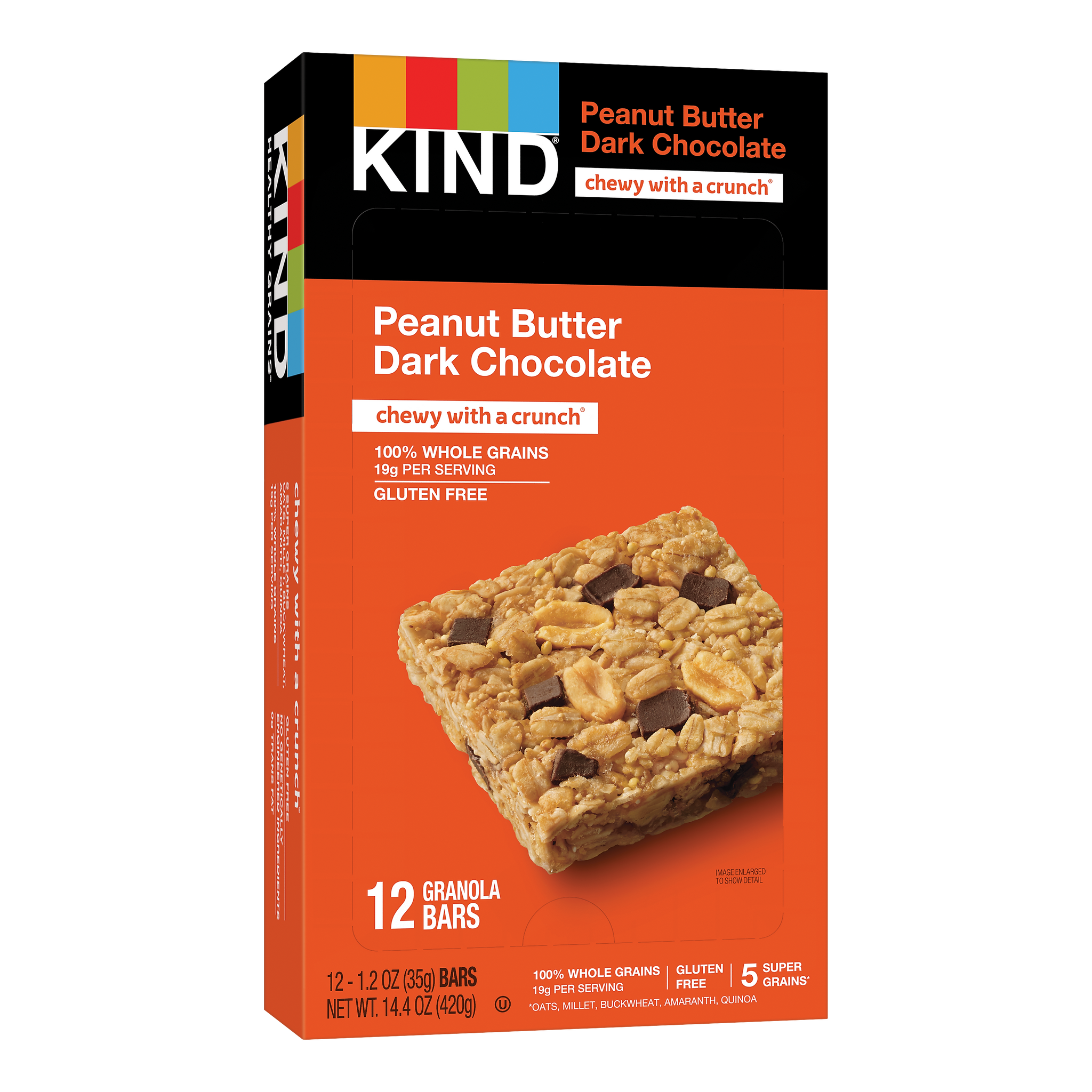 KIND Healthy Grains Gluten Free Peanut Butter Dark Chocolate Nut Bar, 12 Bars/Box