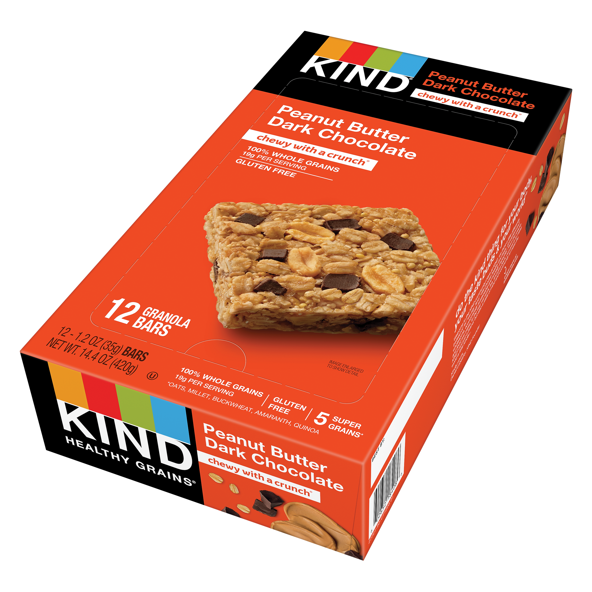 KIND Healthy Grains Gluten Free Peanut Butter Dark Chocolate Nut Bar, 12 Bars/Box