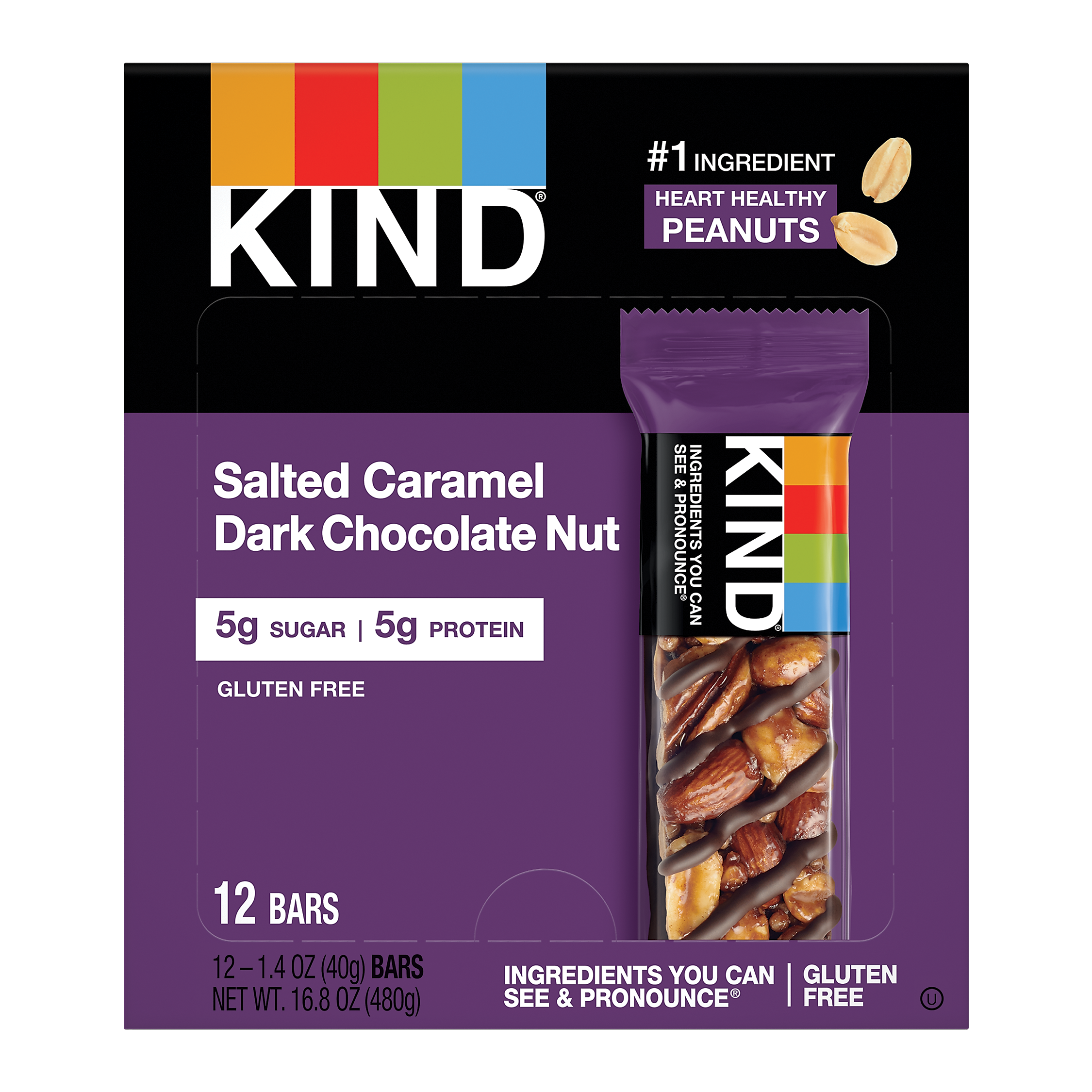 KIND Kind Gluten Free Salted Caramel & Dark Chocolate Nut Bar, 12 Bars/Box