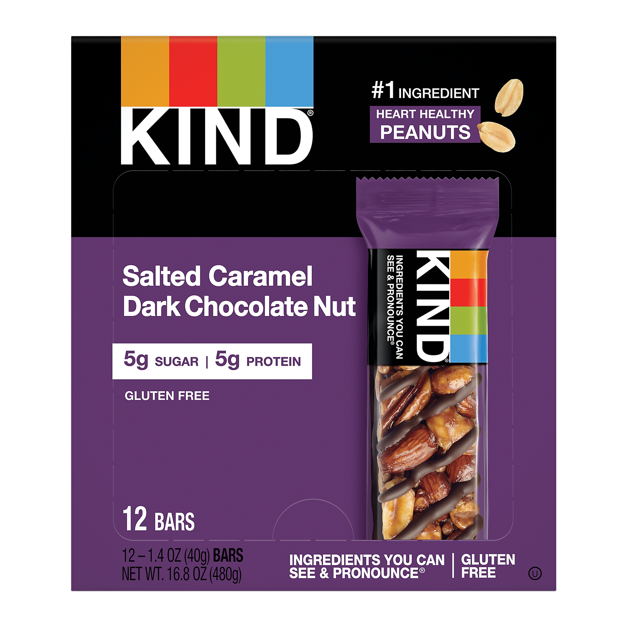 KIND Kind Gluten Free Salted Caramel & Dark Chocolate Nut Bar, 12 Bars/Box