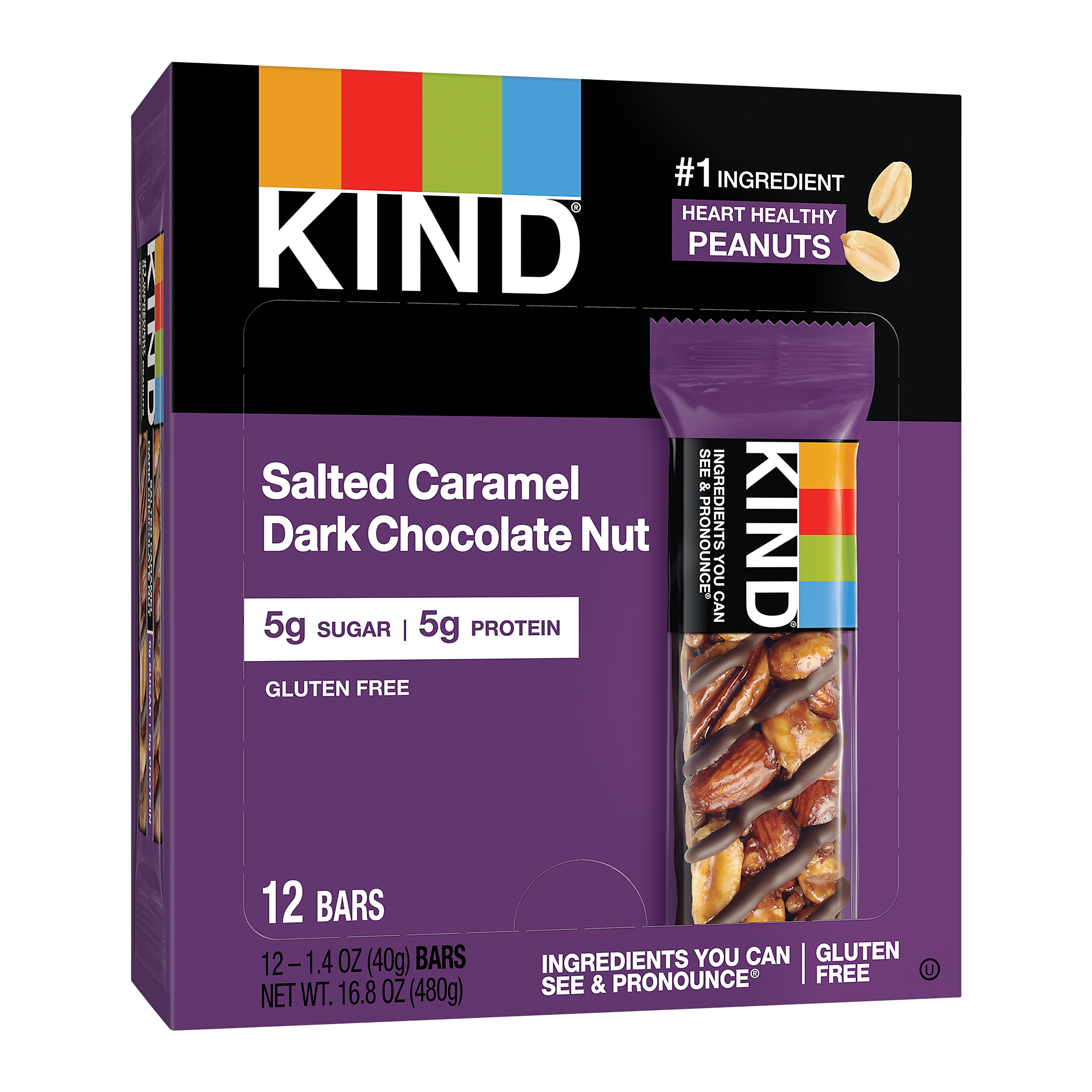 KIND Kind Gluten Free Salted Caramel & Dark Chocolate Nut Bar, 12 Bars/Box