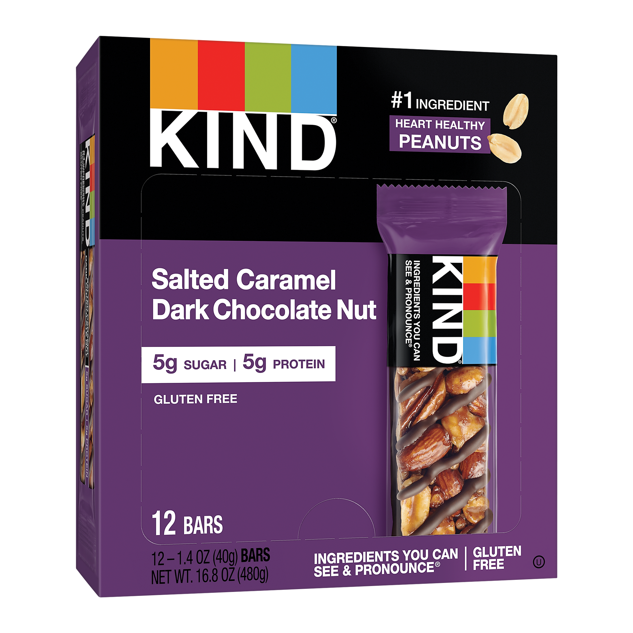 KIND Kind Gluten Free Salted Caramel & Dark Chocolate Nut Bar, 12 Bars/Box