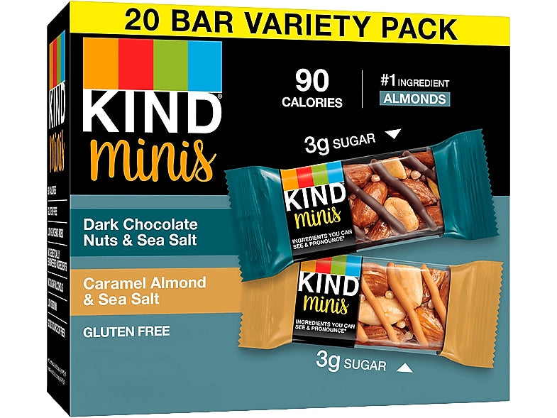KIND Minis Gluten Free Nut Bar Variety Pack, 0.7 oz., 20 Bars/Box