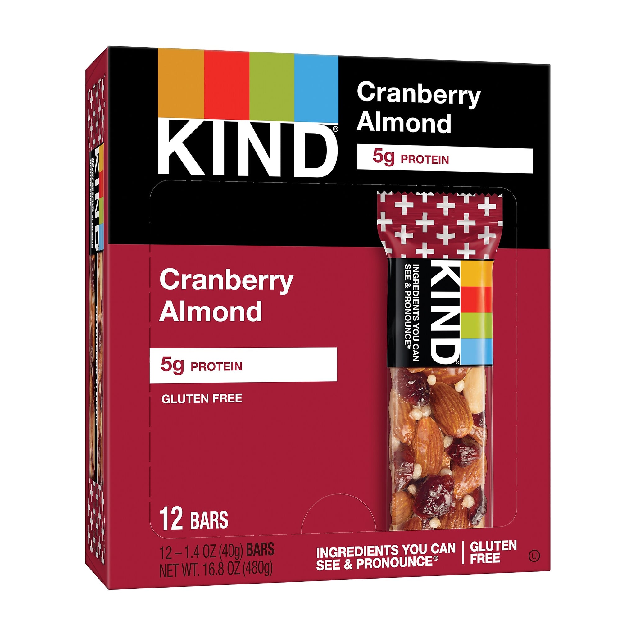 KIND PLUS Gluten Free Cranberry Almond Nutrition Bar, 1.4 oz., 12 Bars/Box