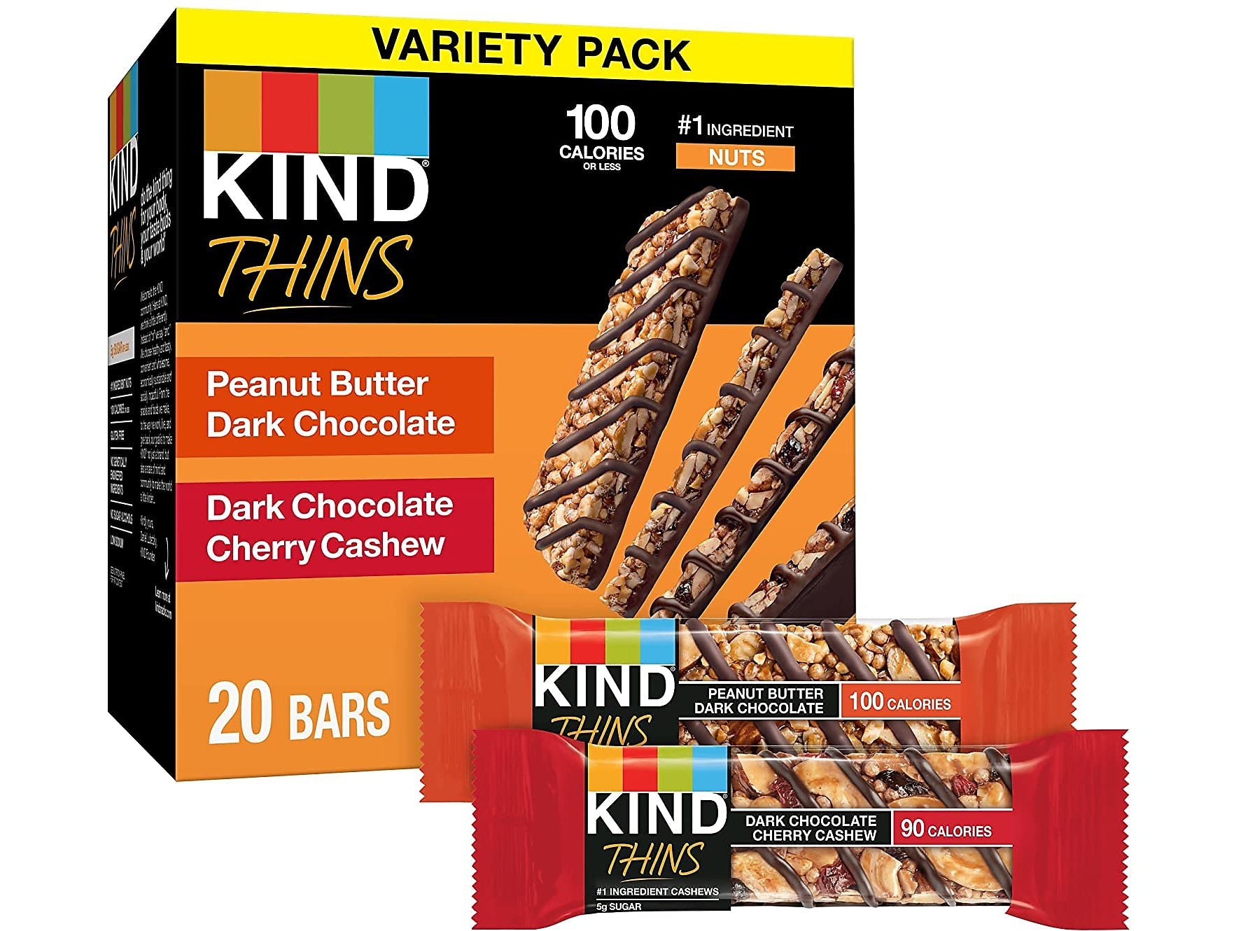 KIND Thins Gluten-Free Bar Variety Pack, 14.8 oz., 20 Bars/Box