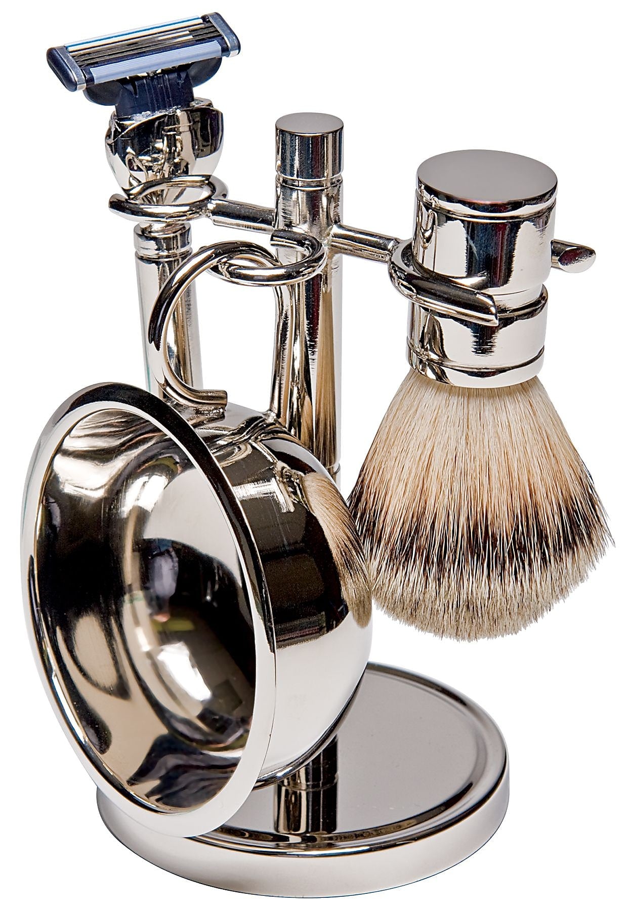 Kingsley for Men 5-Piece Men's Shave Set Silver Plate