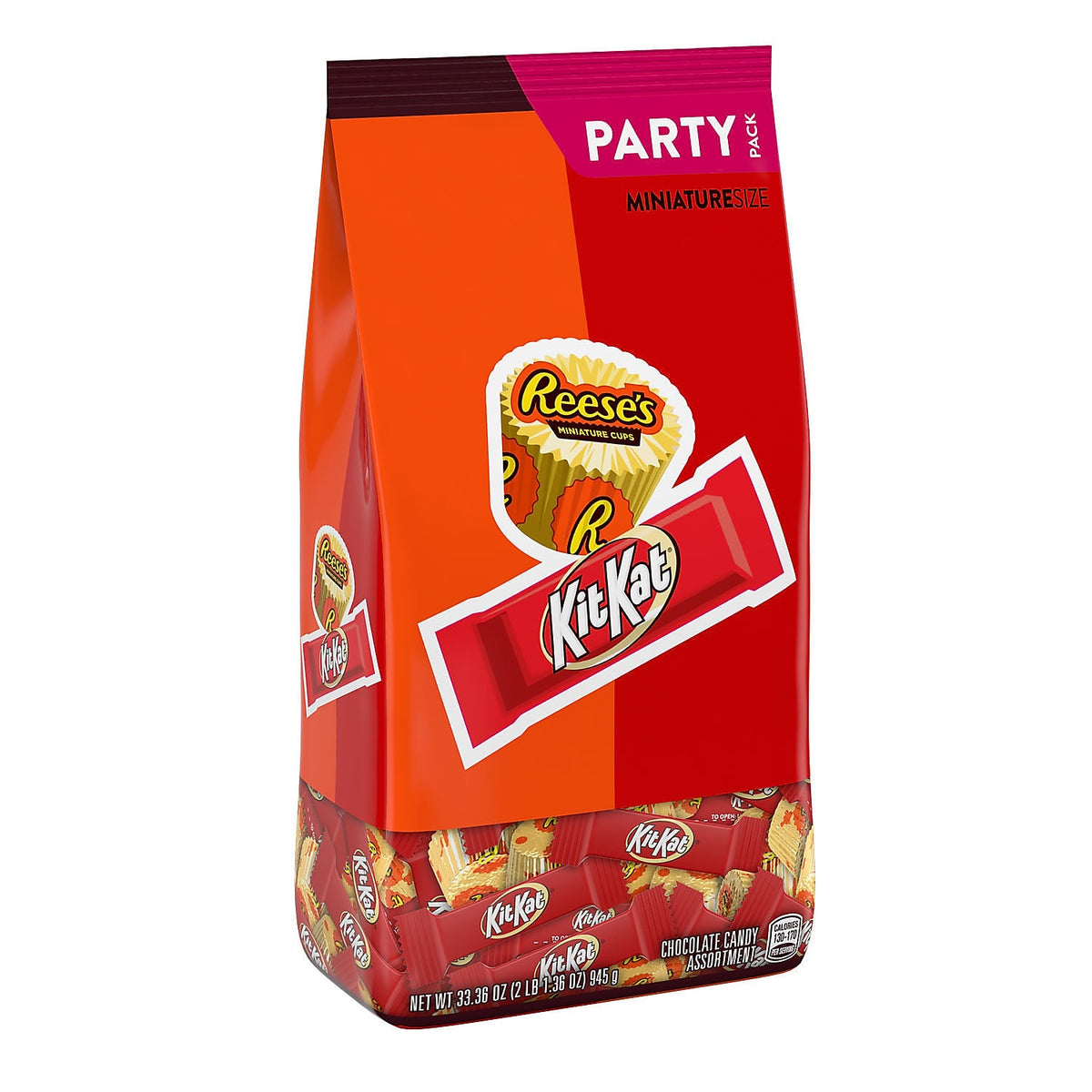 KIT KAT and REESE'S Assorted Milk Chocolate Flavored Miniatures, Candy Party Pack, 33.36 oz