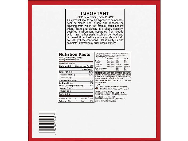 Kit Kat Milk Chocolate Candy Bar, 54 oz., 36/Box