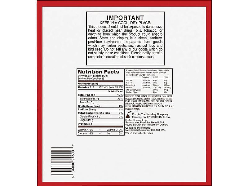 Kit Kat Milk Chocolate Candy Bar, 54 oz., 36/Box