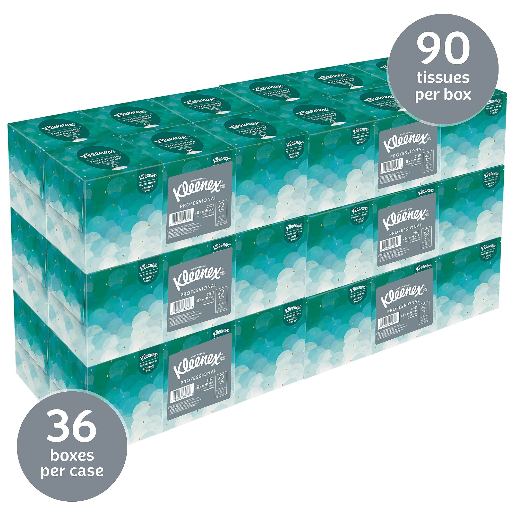 Kleenex Boutique Standard Facial Tissues, 2-Ply, 90 Sheets/Box, 6/Pack