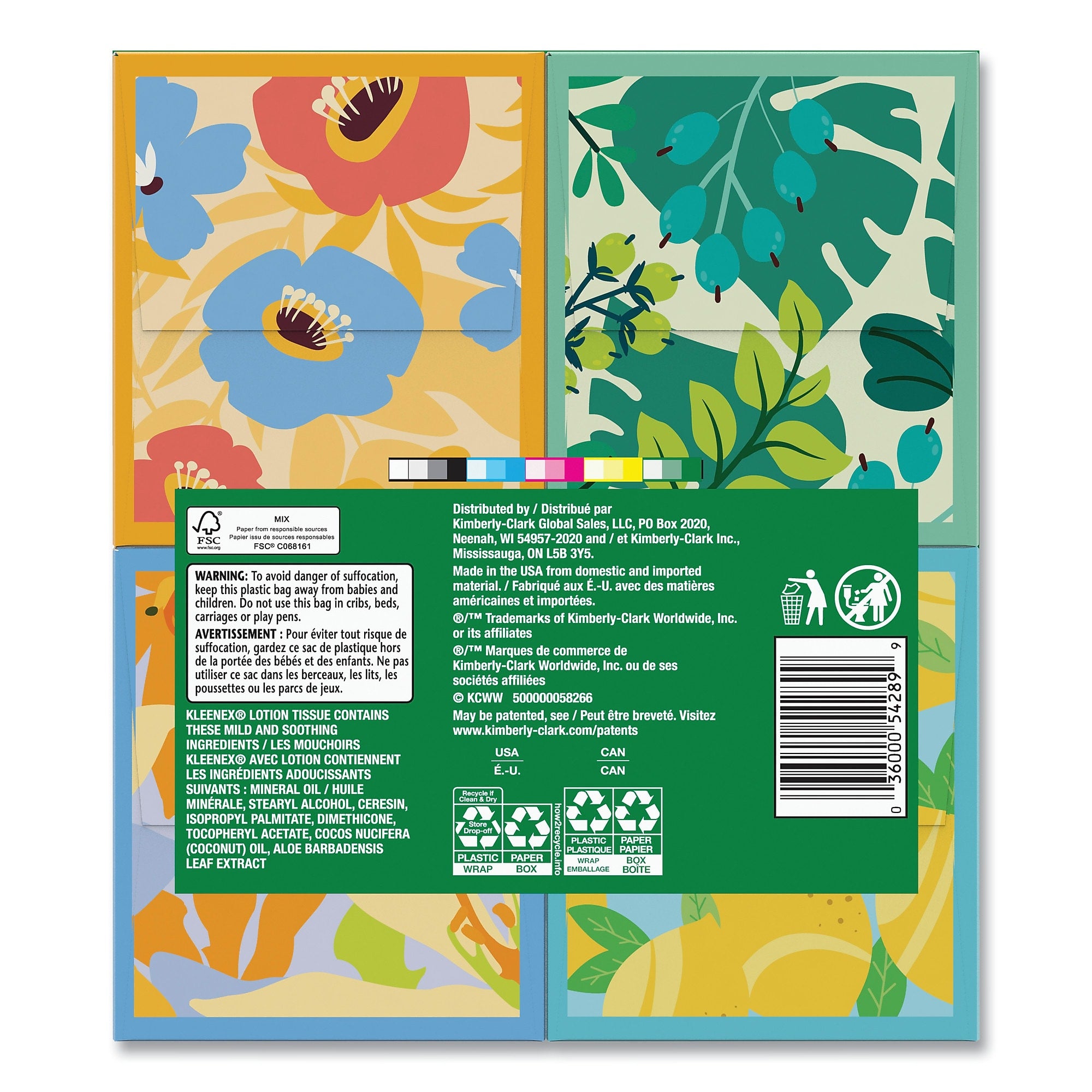 Kleenex Lotion Facial Tissue, 3-Ply, White, 60 Sheets/Box, 4 Boxes/Pack, 8 Packs/Carton
