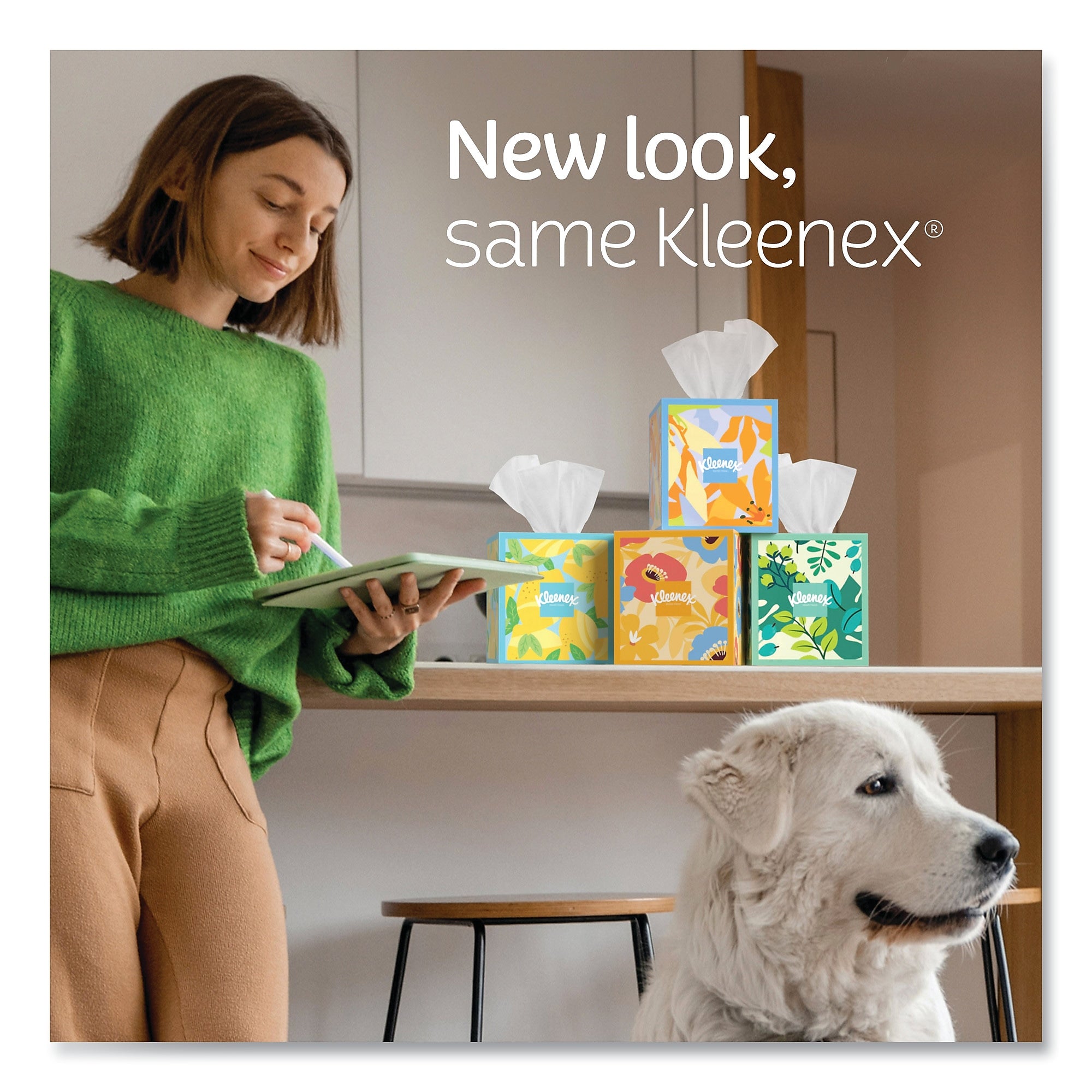 Kleenex Lotion Facial Tissue, 3-Ply, White, 60 Sheets/Box, 4 Boxes/Pack, 8 Packs/Carton