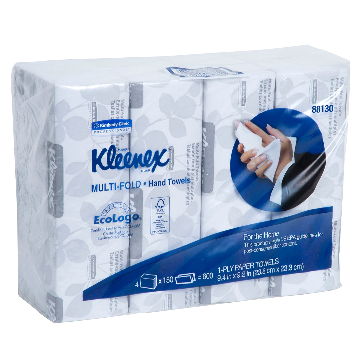 Kleenex Multifold Paper Towels, 1-Ply, 150 Sheets/Pack, 4 Packs/Carton