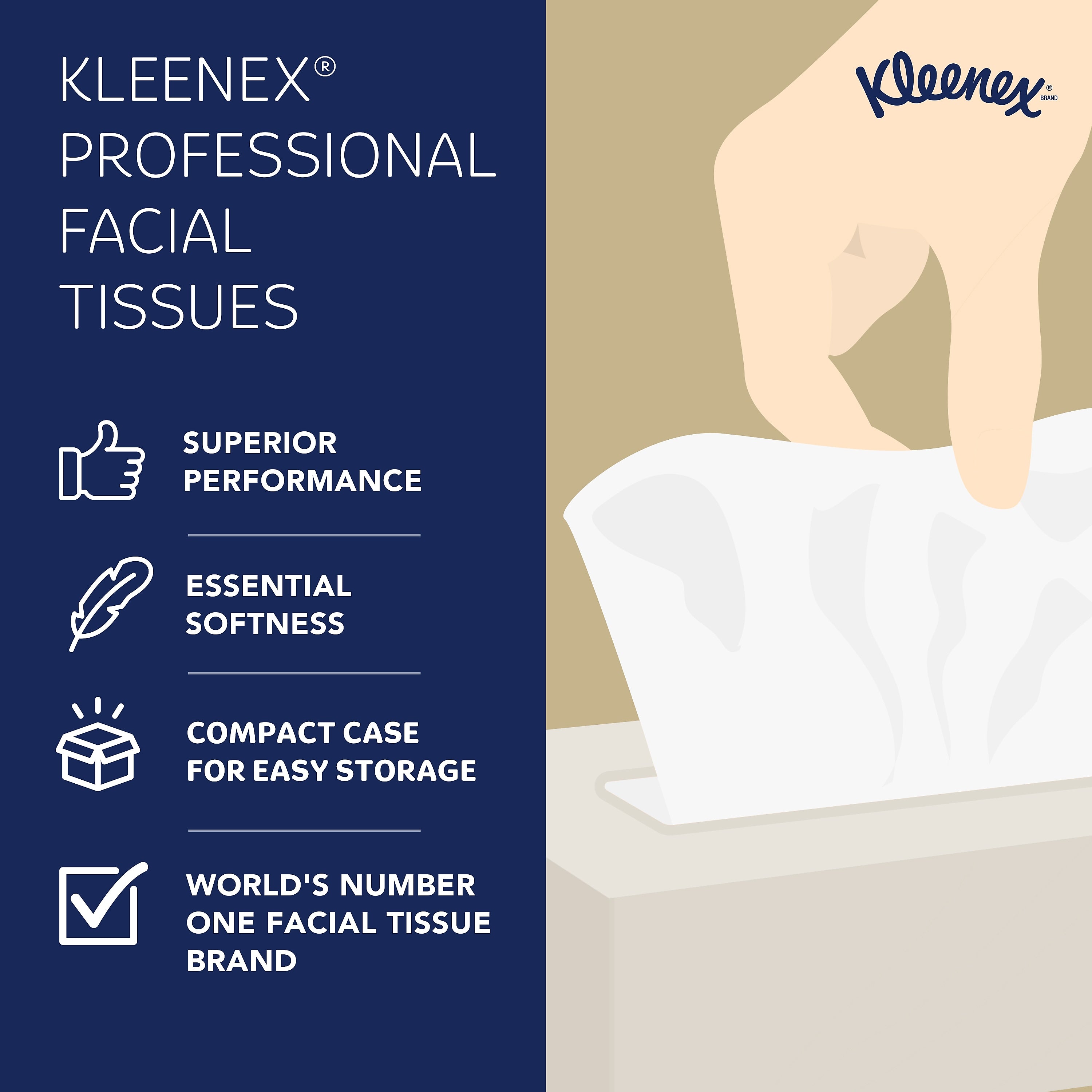 Kleenex Professional Standard Facial Tissue, 2-Ply, White, 125 Sheets/Box, 12 Boxes/Carton