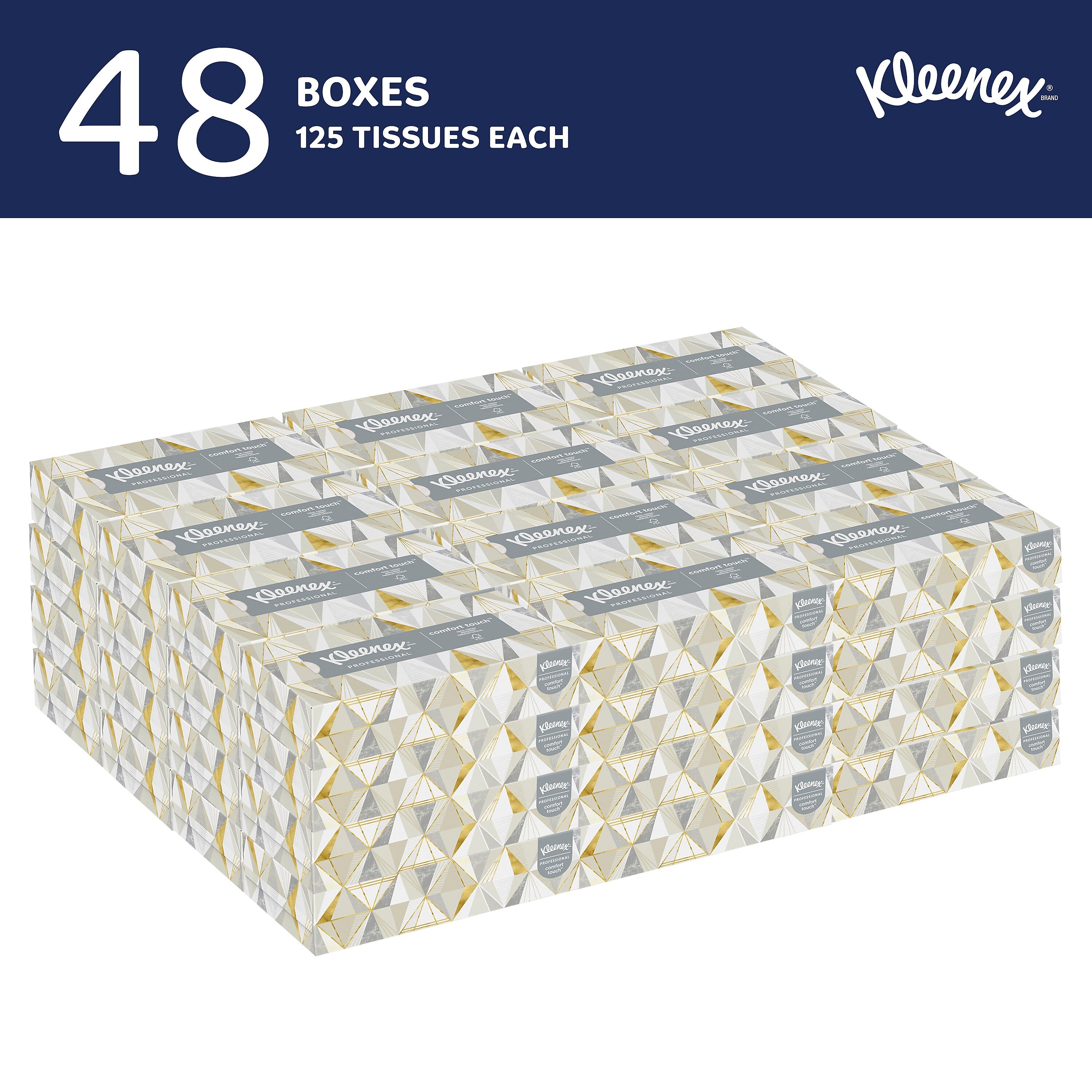 Kleenex Professional Standard Facial Tissue, 2-Ply, White, 125 Sheets/Box, 48 Boxes/Carton