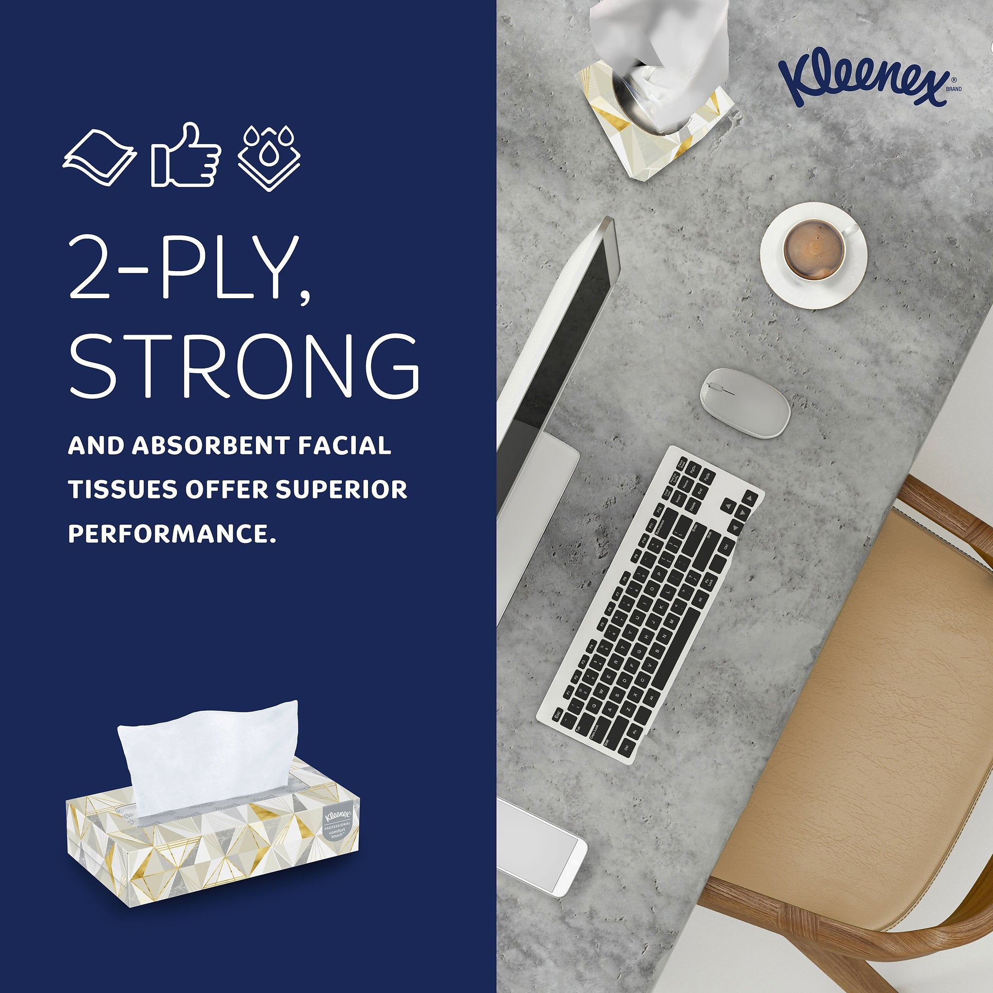 Kleenex Professional Standard Facial Tissue, 2-Ply, White, 125 Sheets/Box, 48 Boxes/Carton