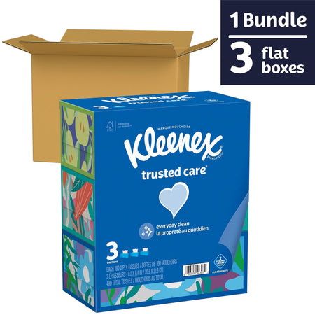 Kleenex Standard Facial Tissue, 2-Ply, 160 Sheets/Box, 3 Boxes/Pack