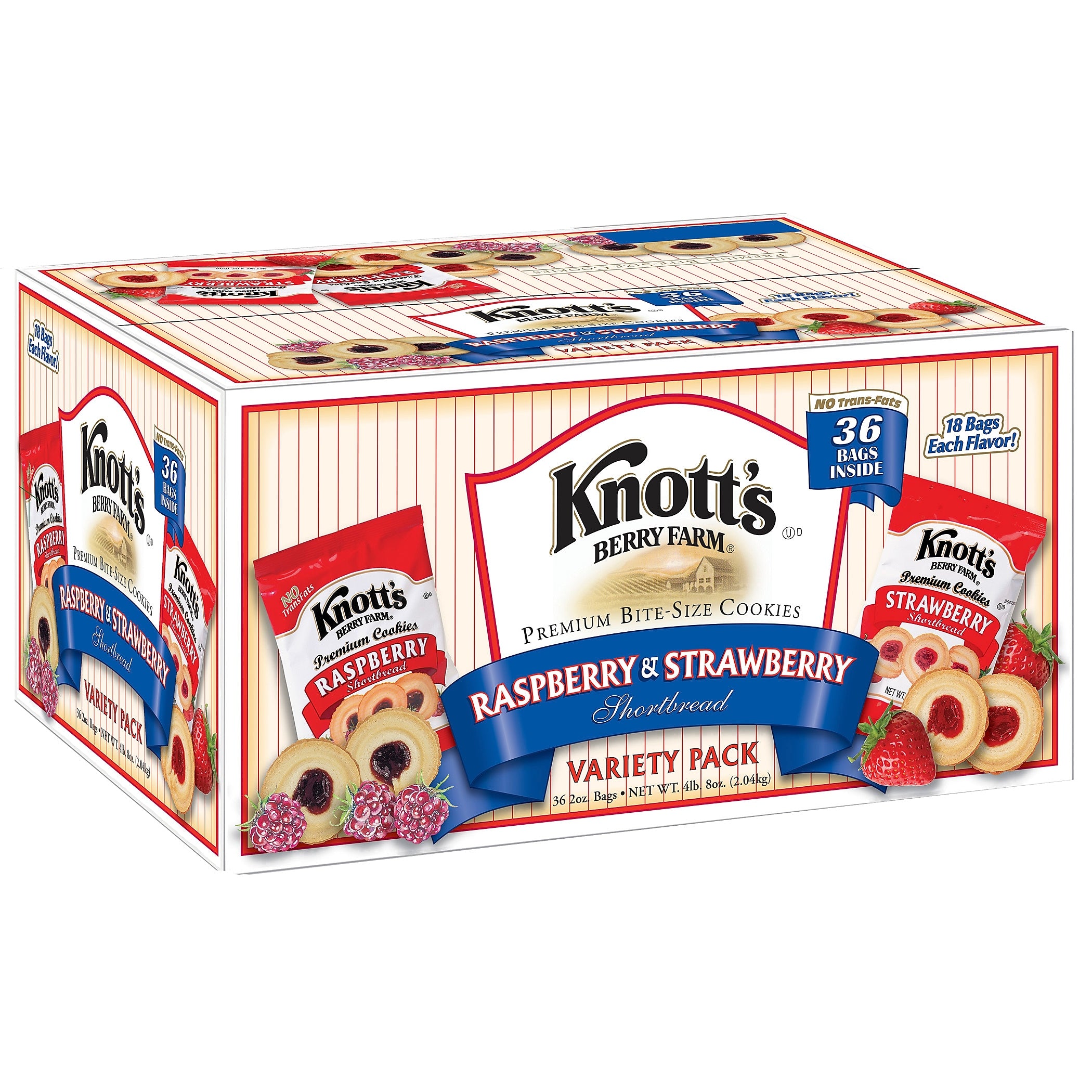 Knott's Berry Farm Rasberry and Strawberry Cookies Variety Pack, 2 oz., 36/Carton