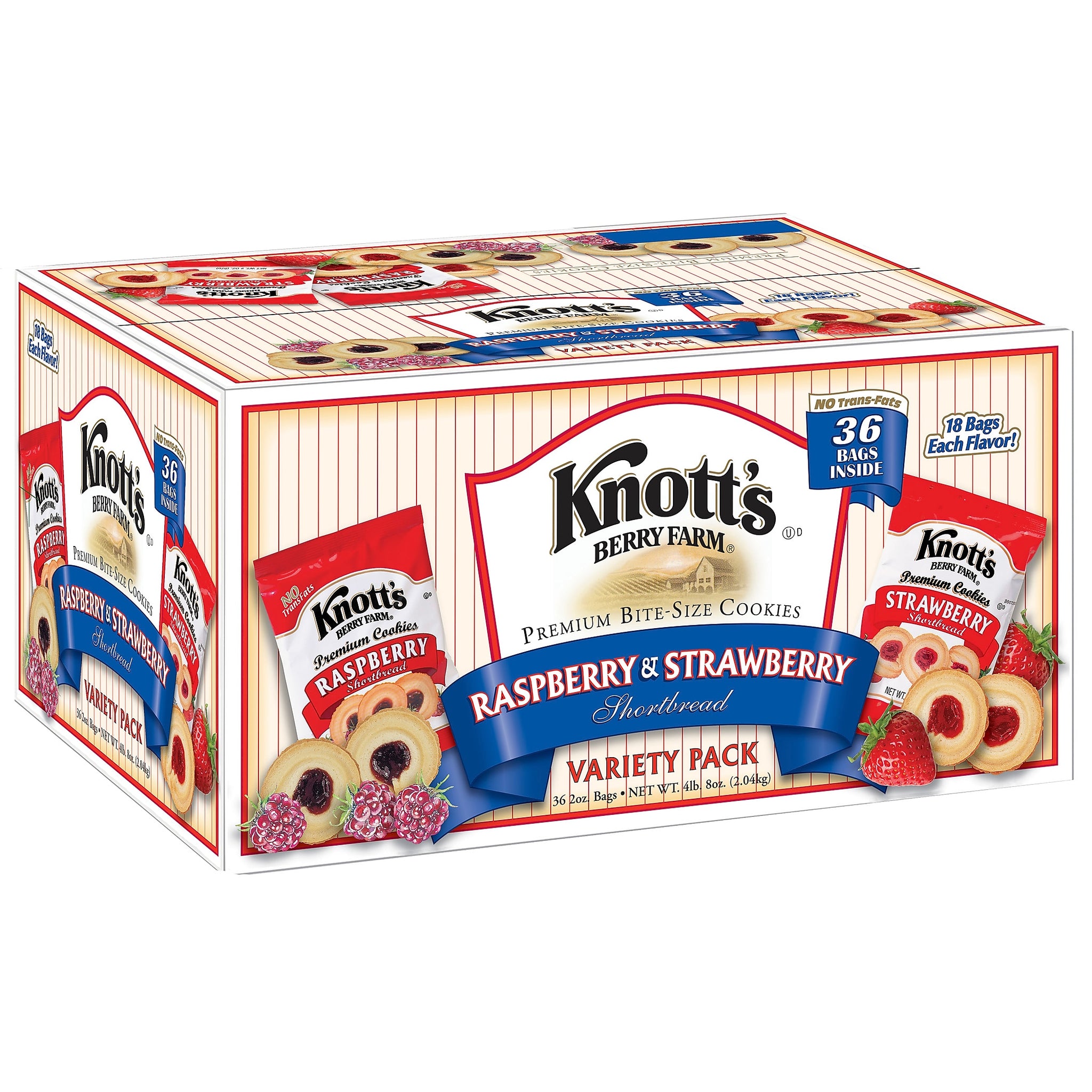 Knott's Berry Farm Rasberry and Strawberry Cookies Variety Pack, 2 oz., 36/Carton
