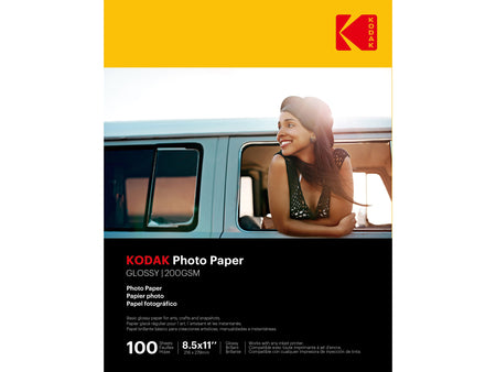 Kodak Glossy Photo Paper, 8.5" x 11", 100 Sheets/Pack