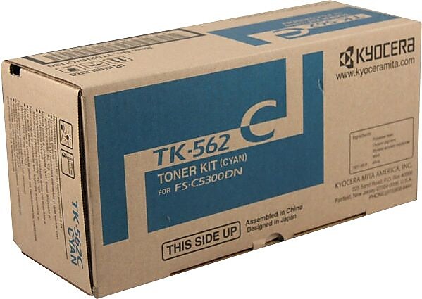 Kyocera TK-562C Cyan Standard Yield Toner Cartridge, Prints Up to 10,000 Pages