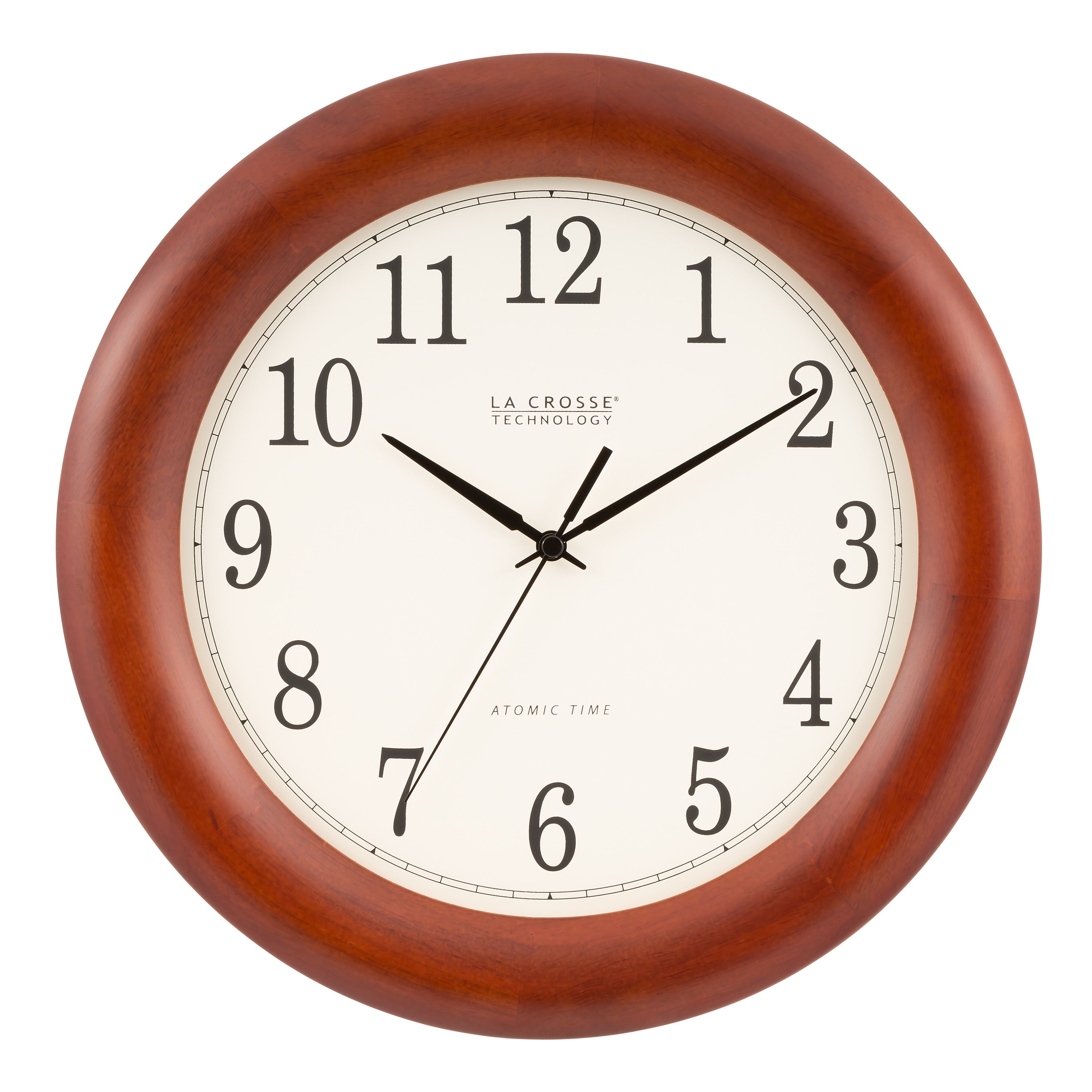 La Crosse Technology 12.5 Inch Cherry Wood Atomic Analog Clock