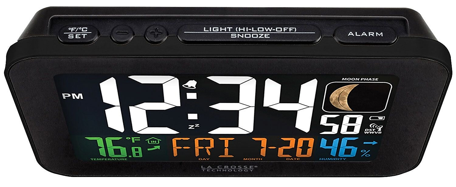 La Crosse Technology Color LED Alarm Clock with USB charging port, Black
