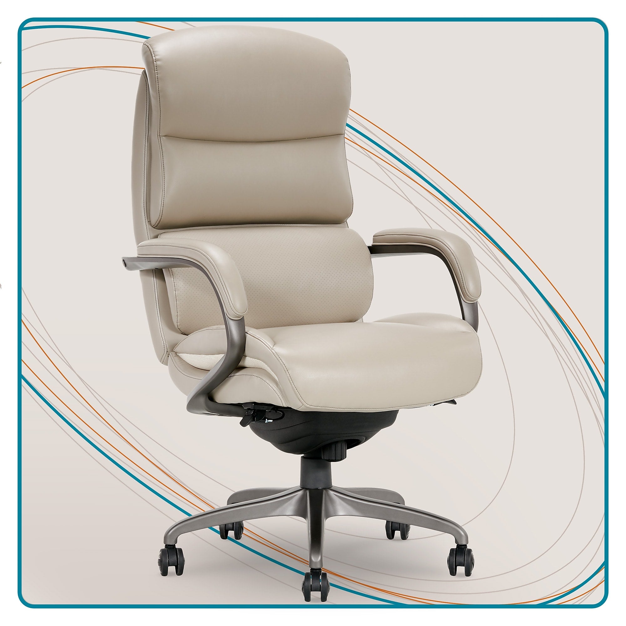 La-Z-Boy Aberdeen Bonded Leather Executive Chair, Beige