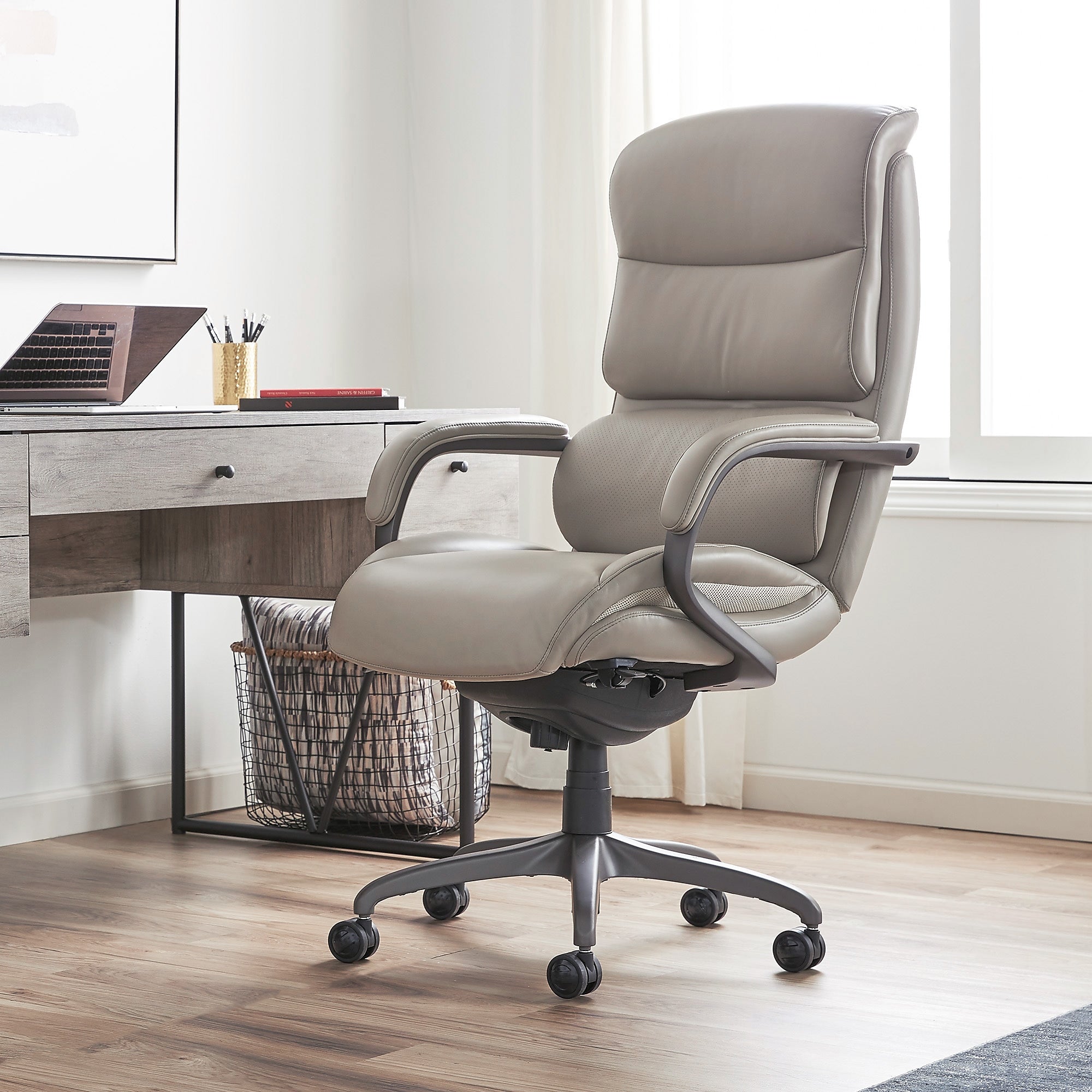 La-Z-Boy Aberdeen Bonded Leather Executive Chair, Beige