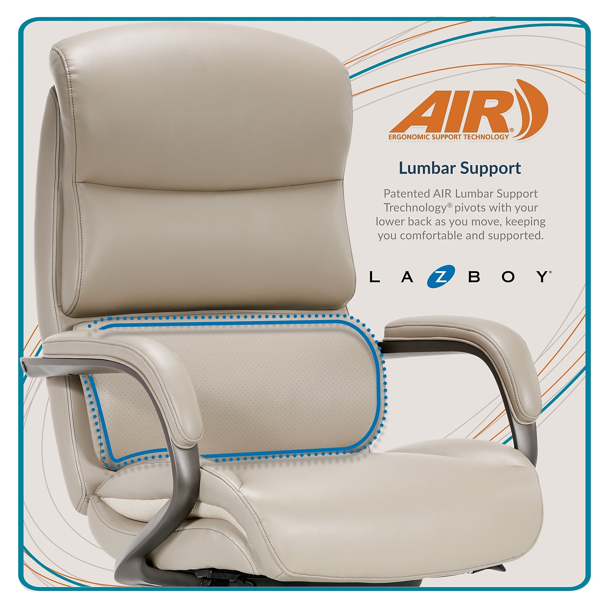 La-Z-Boy Aberdeen Bonded Leather Executive Chair, Beige