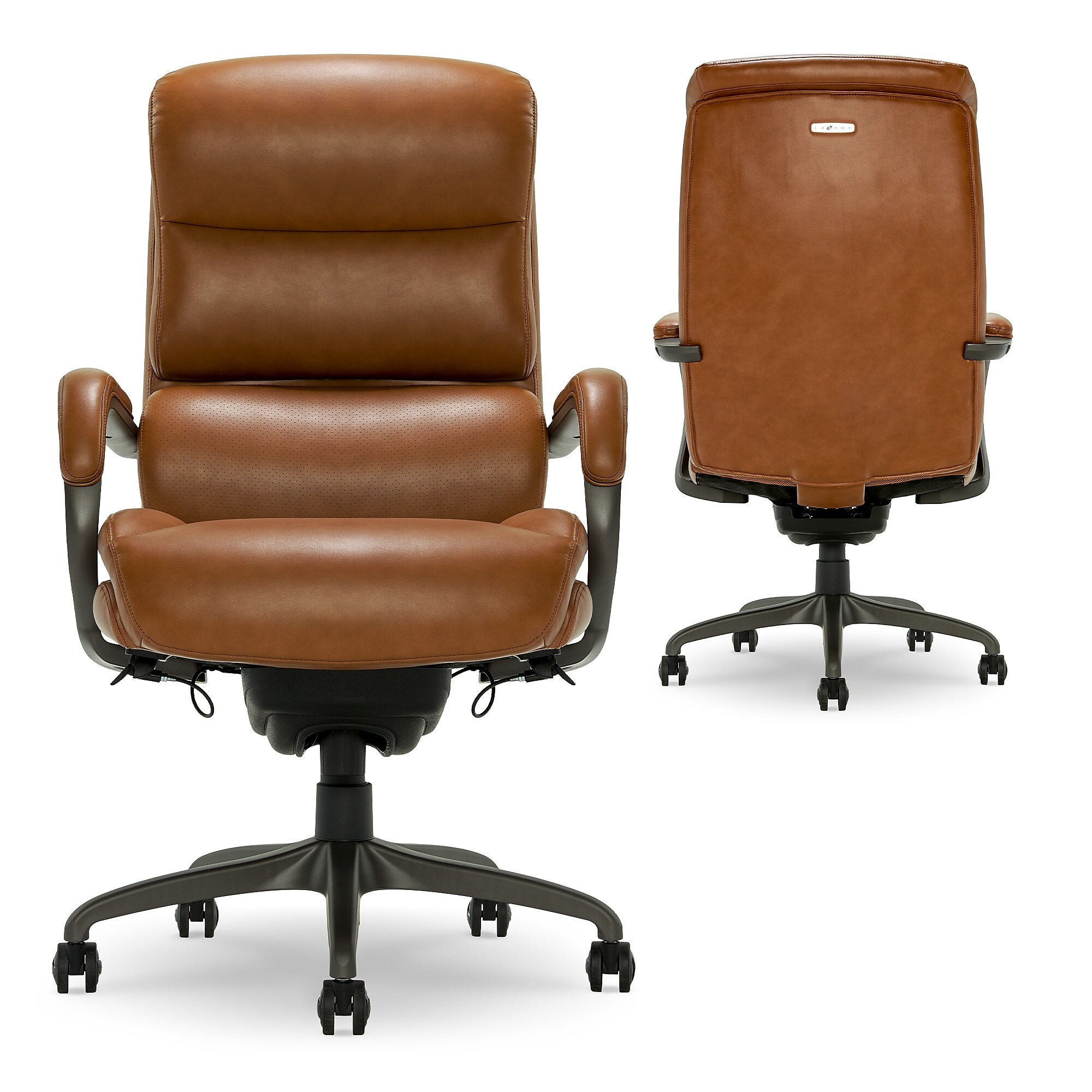 La-Z-Boy Aberdeen Ergonomic Bonded Leather Swivel Computer and Desk Chair, Camel