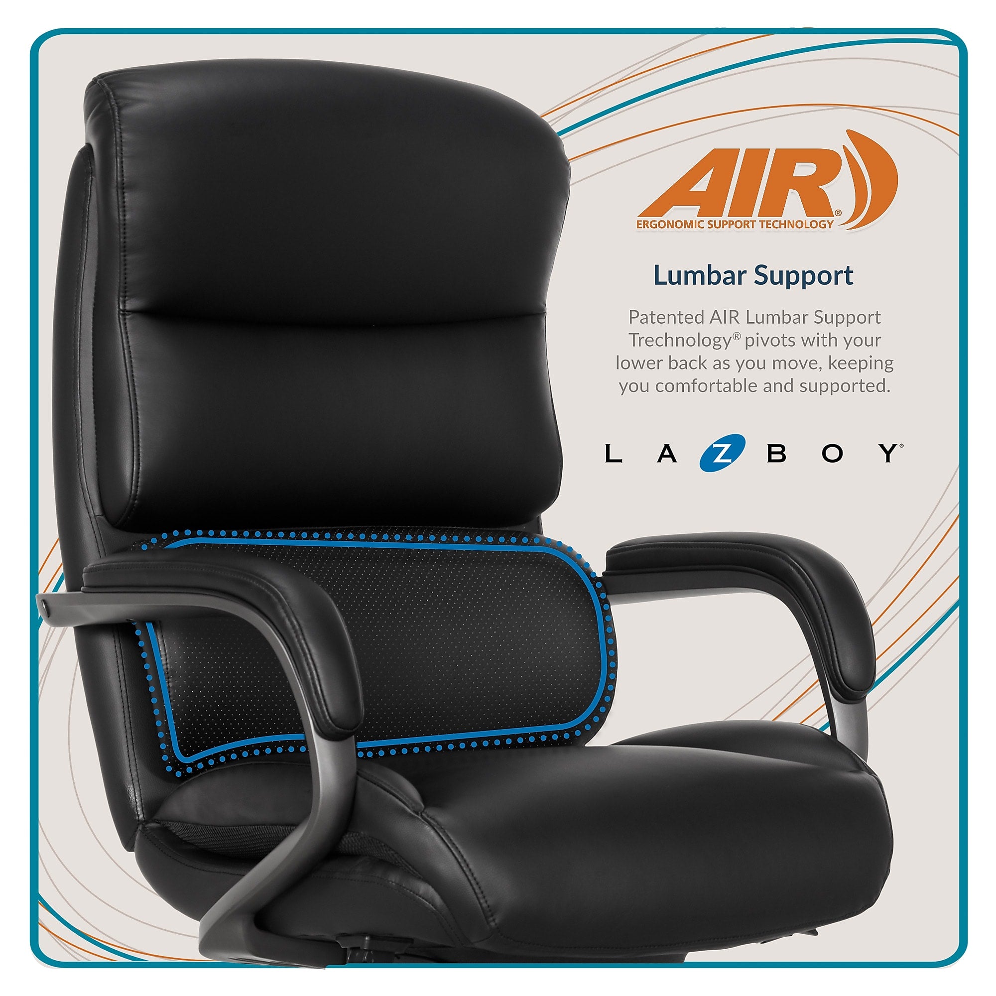La-Z-Boy Aberdeen Leather Computer and Desk Chair, Black
