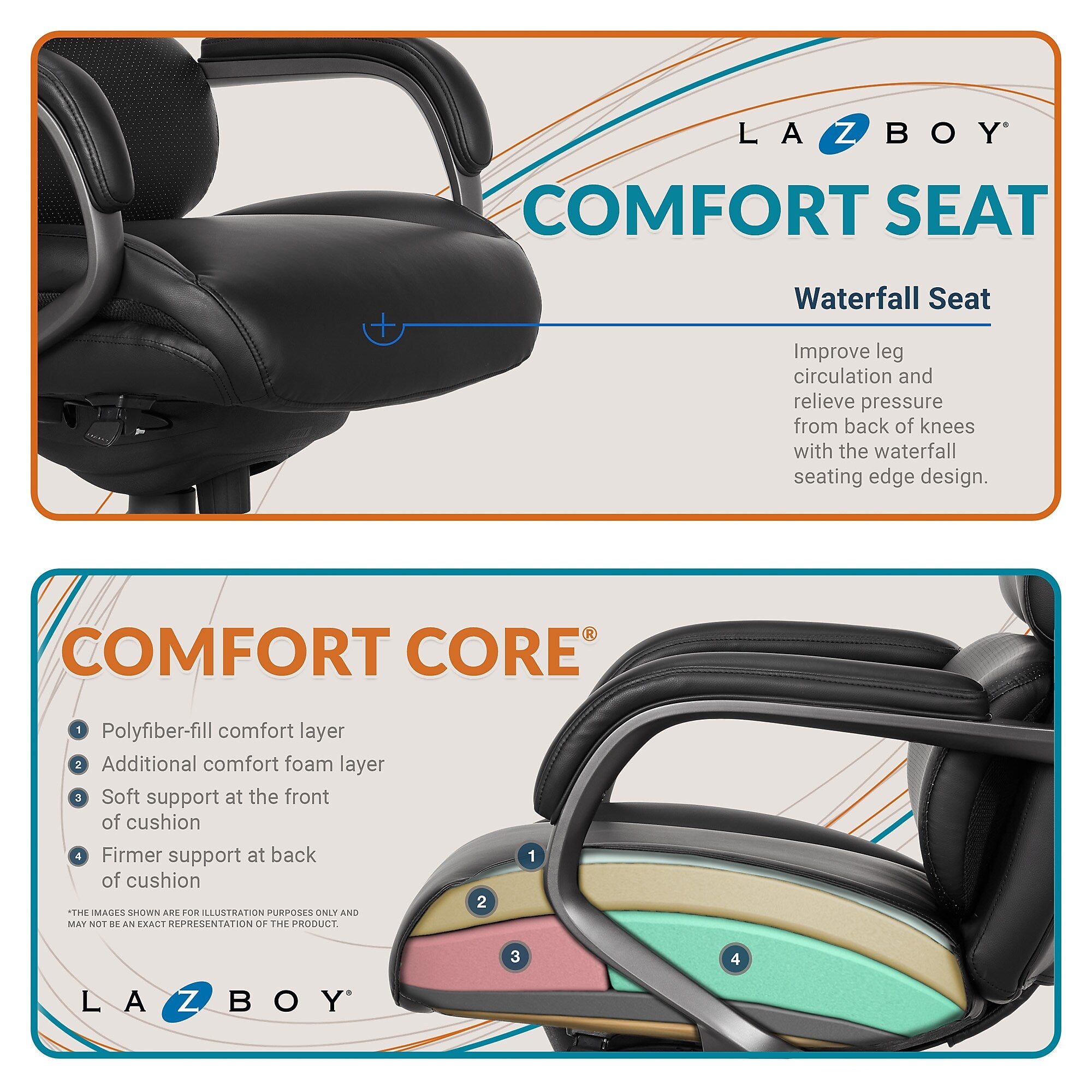 La-Z-Boy Aberdeen Leather Computer and Desk Chair, Black