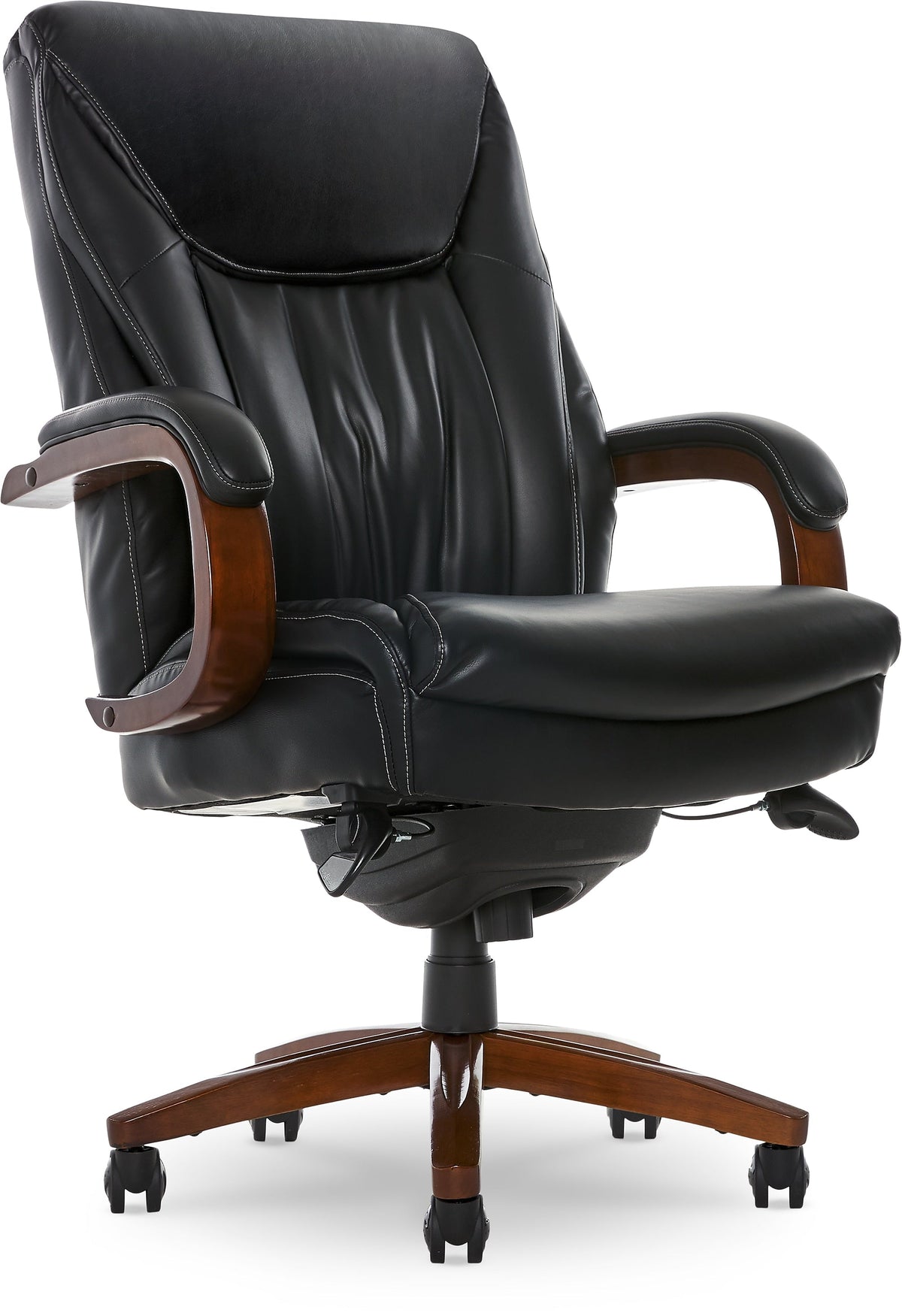 La-Z-Boy Big & Tall Edmonton Ergonomic Bonded Leather Swivel Executive Chair, Black