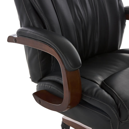 La-Z-Boy Big & Tall Edmonton Ergonomic Bonded Leather Swivel Executive Chair, Black