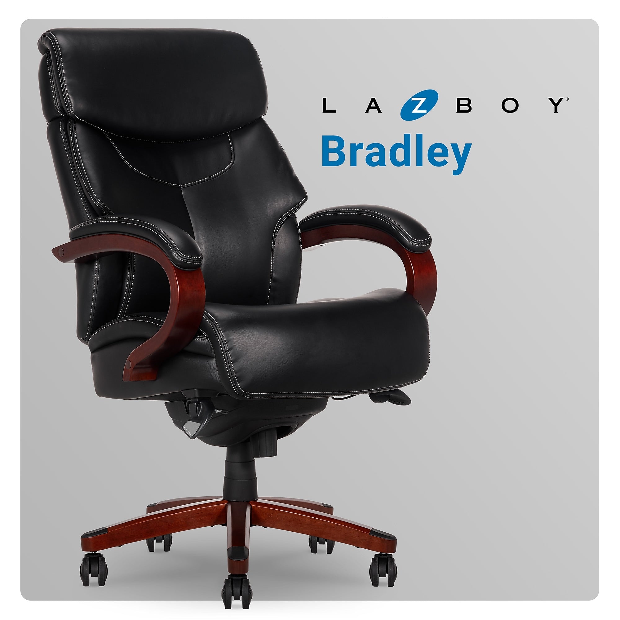 La-Z-Boy Bradley Bonded Leather Executive Chair, Black