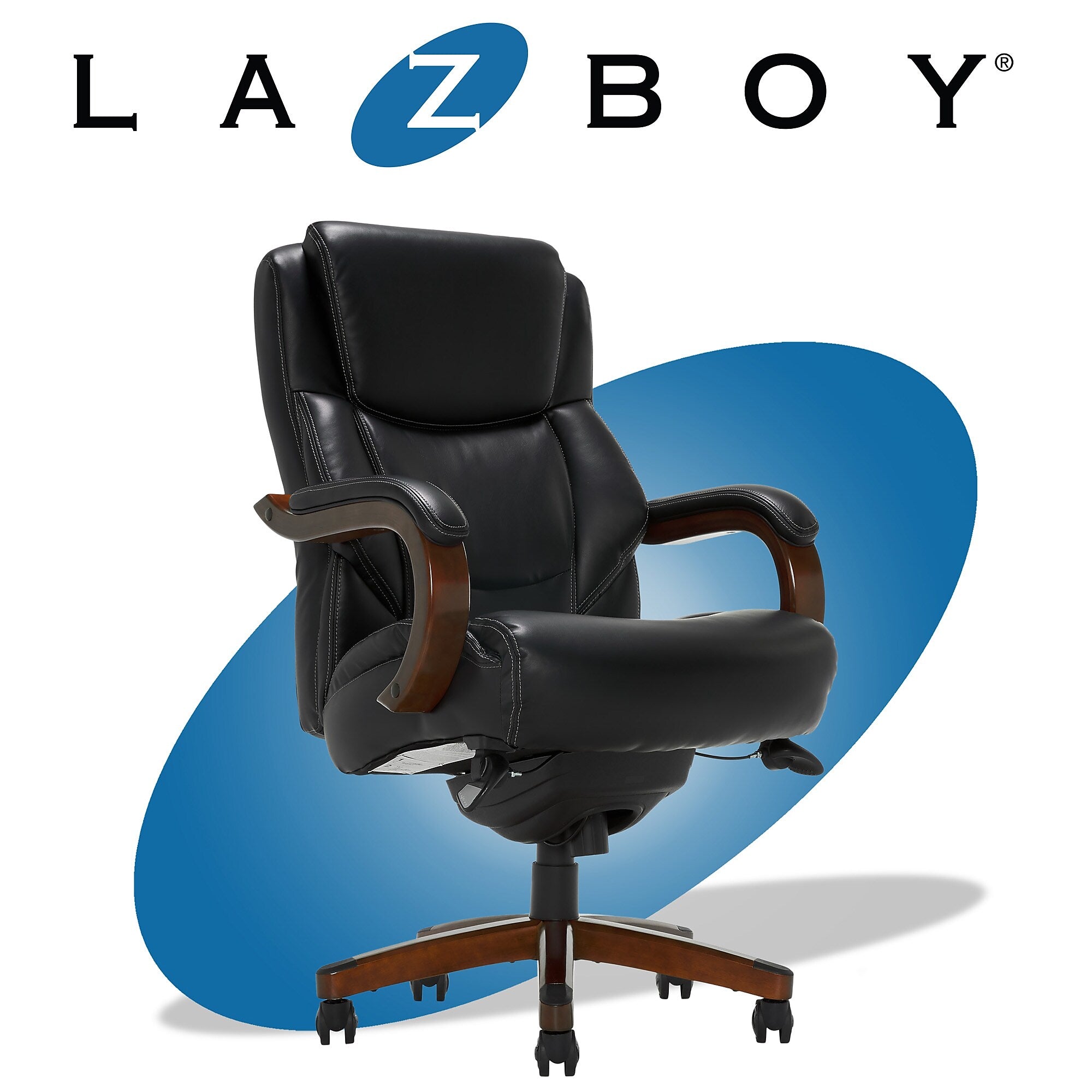 La-Z-Boy Delano Ergonomic Faux Leather Swivel Executive Chair, Black