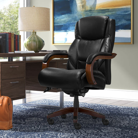 La-Z-Boy Delano Ergonomic Faux Leather Swivel Executive Chair, Black