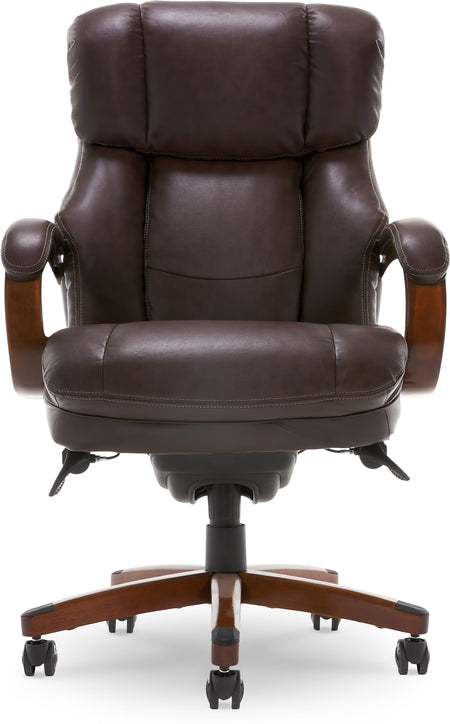 La-Z-Boy Fairmont Ergonomic Faux Leather Executive Big & Tall Chair, 400 lb. Capacity, Biscuit Brown