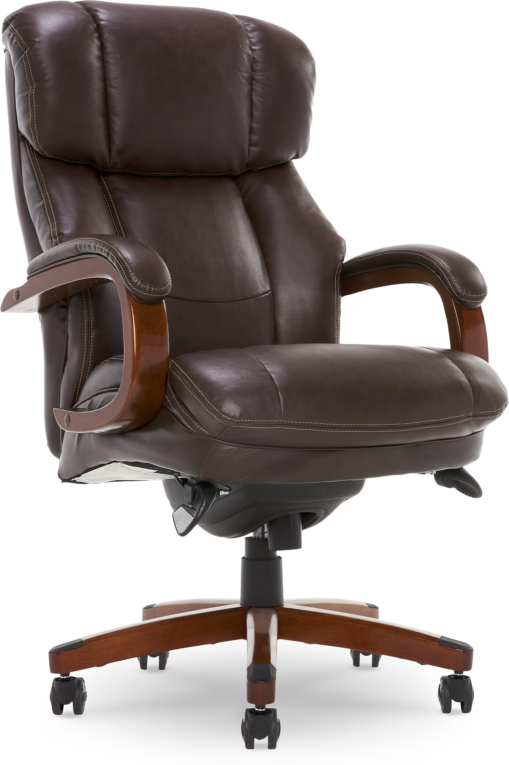 La-Z-Boy Fairmont Ergonomic Faux Leather Executive Big & Tall Chair, 400 lb. Capacity, Biscuit Brown