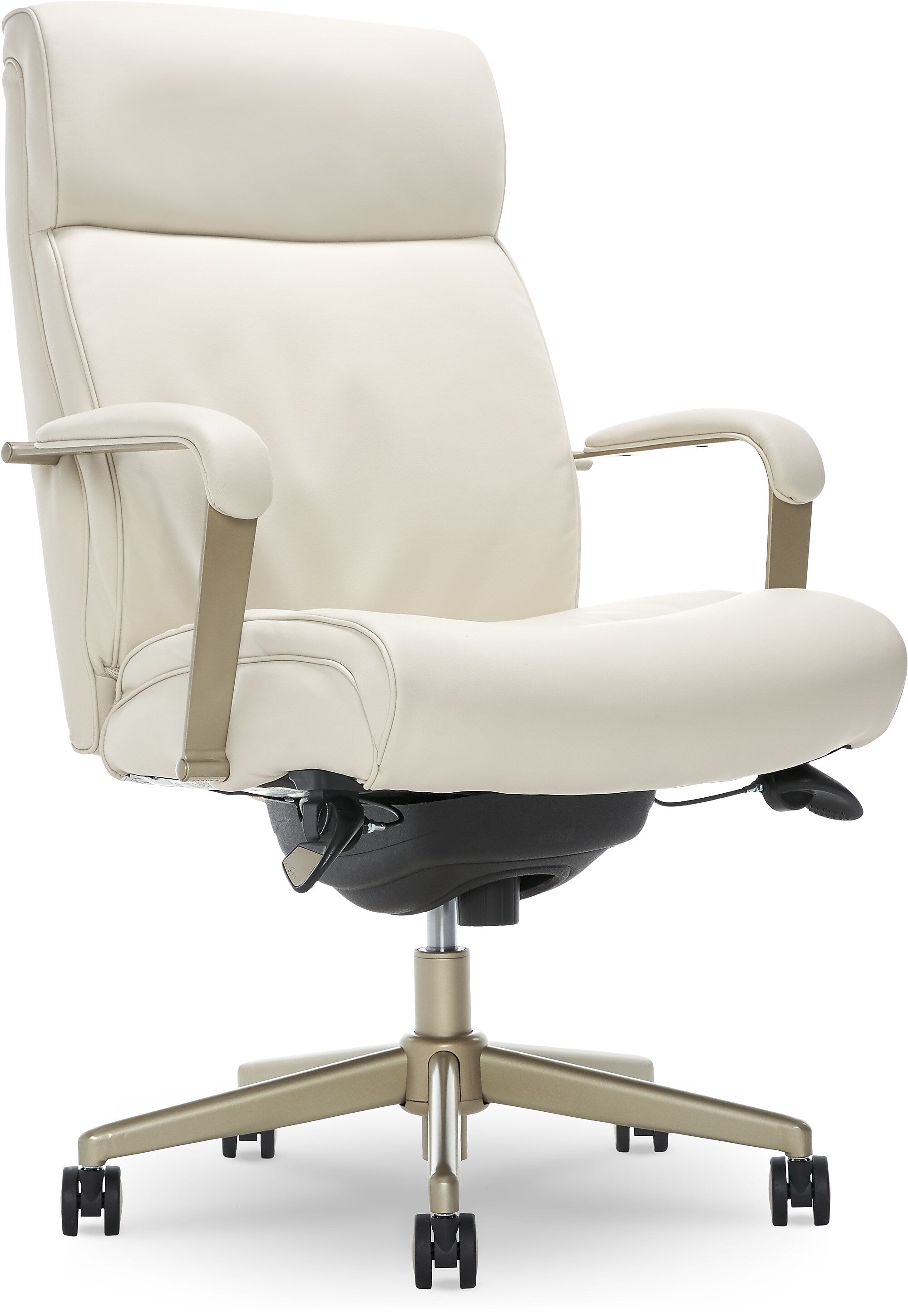 La-Z-Boy Melrose Ergonomic bonded Leather Swivel Executive Chair, White