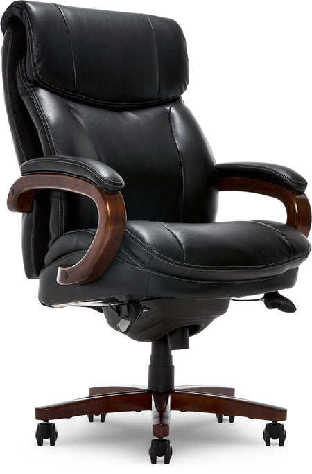 La-Z-Boy Trafford Ergonomic Bonded Leather Swivel Executive Chair, Black