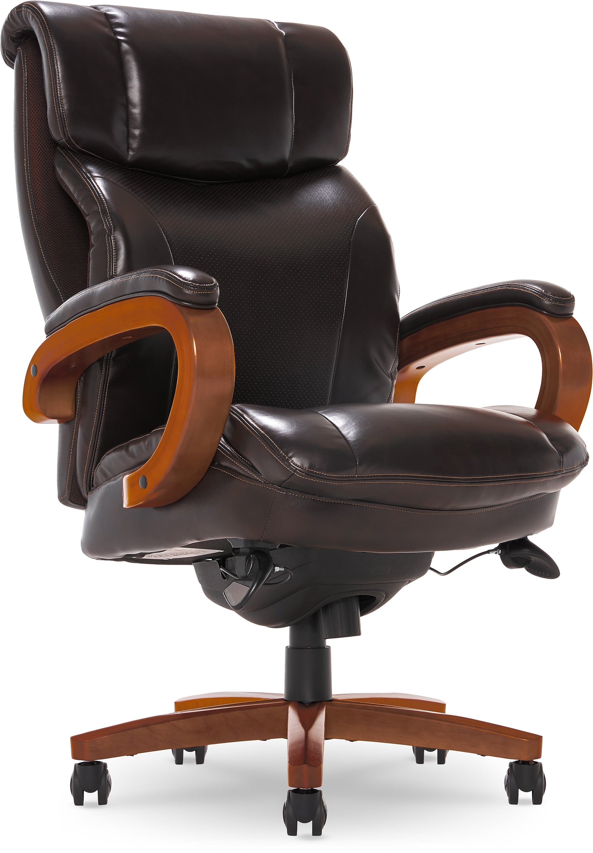 La-Z-Boy Trafford Faux Leather Executive Big & Tall Chair, 400 lb. Capacity, Vino Brown